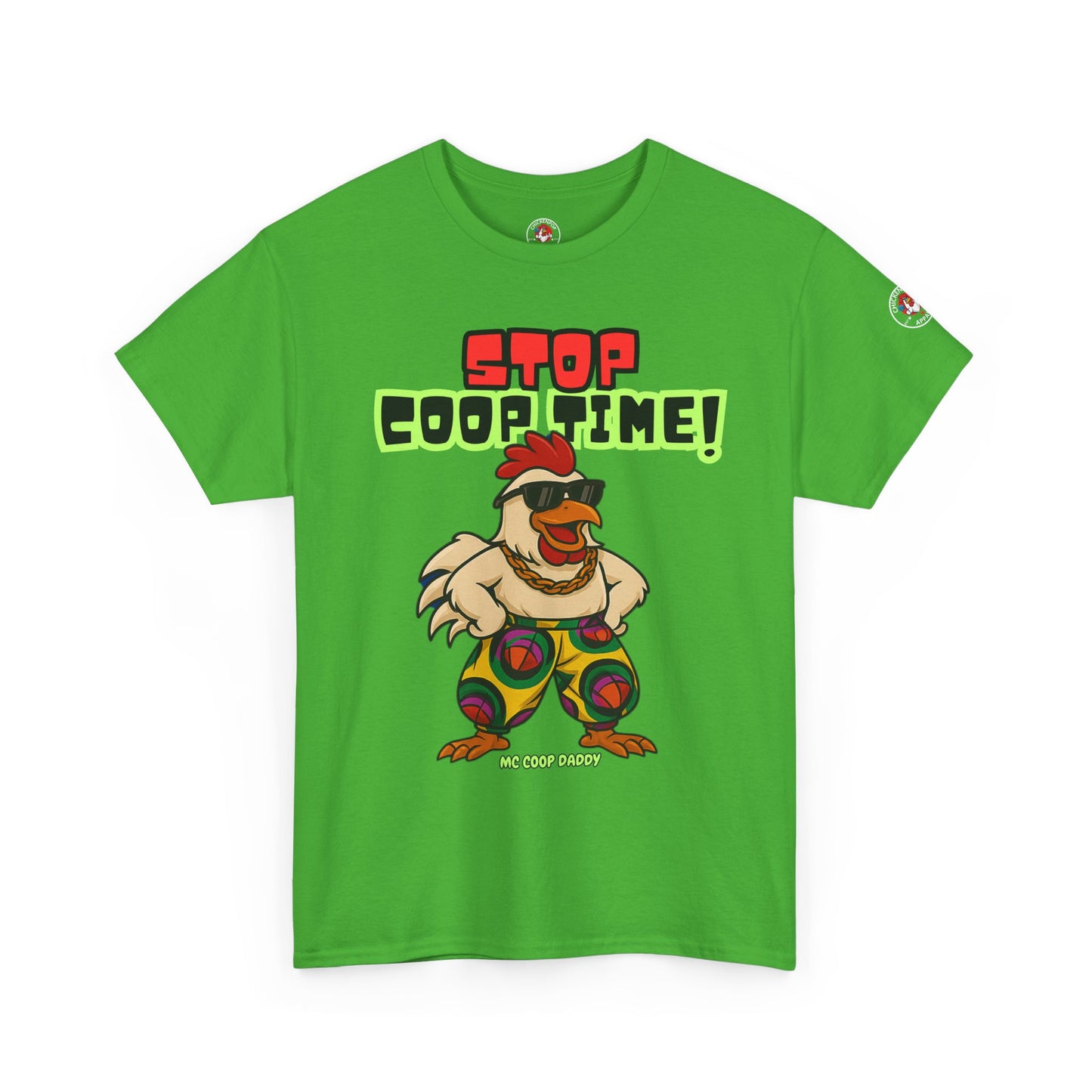 Stop COOP TIME! Funny Chicken T-Shirt – MC Coop Daddy 90s Hip Hop Parody Tee | Unisex Heavy Cotton | ChickenPop Apparel
