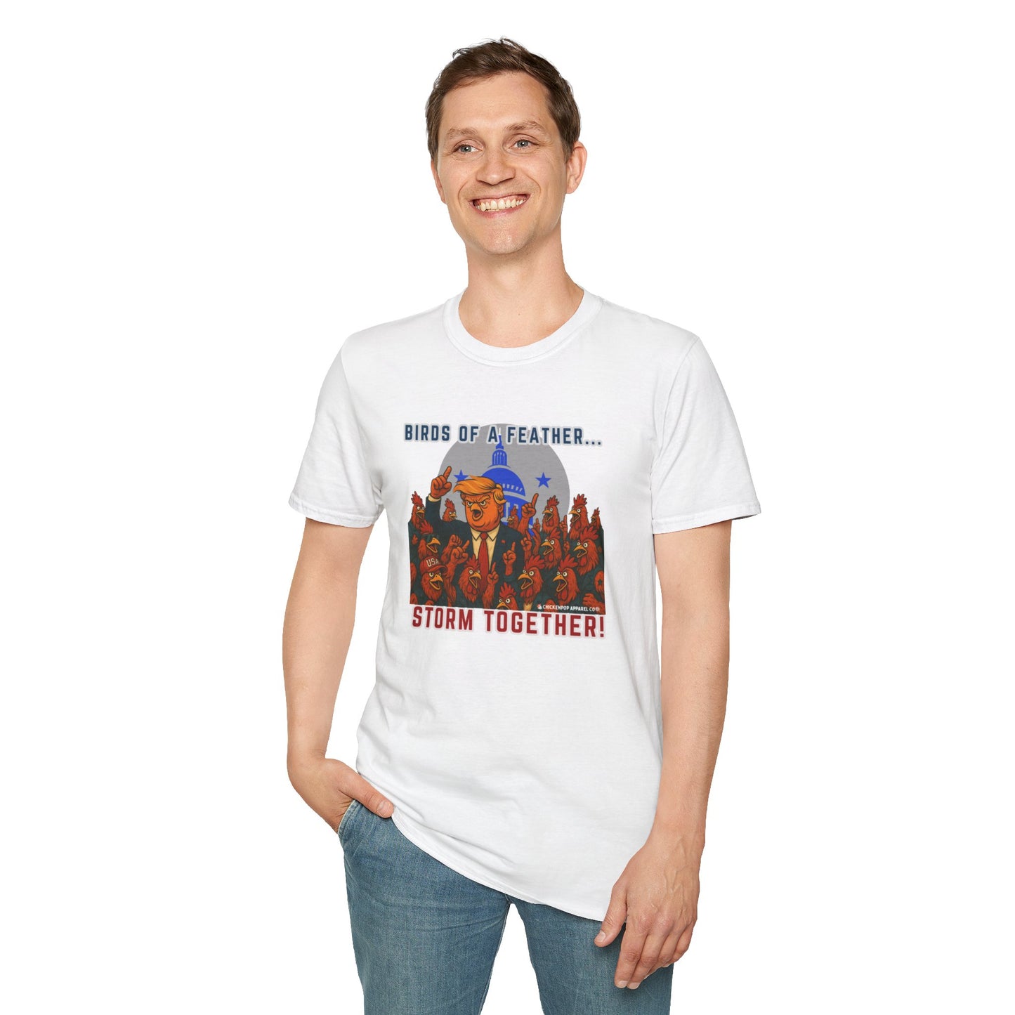 Birds of a Feather Storm Together T-Shirt – Funny Political Satire Tee for Free Thinkers & Rebel Minds