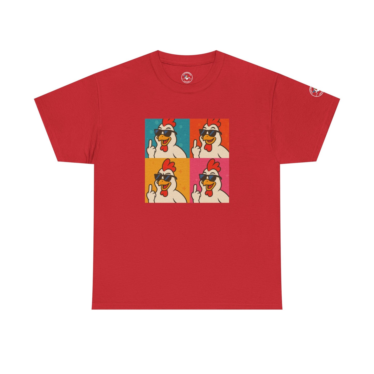 Warhol Pop Art Chicken T-Shirt – Funny Coop Daddy Middle Finger Tee for Bold Style