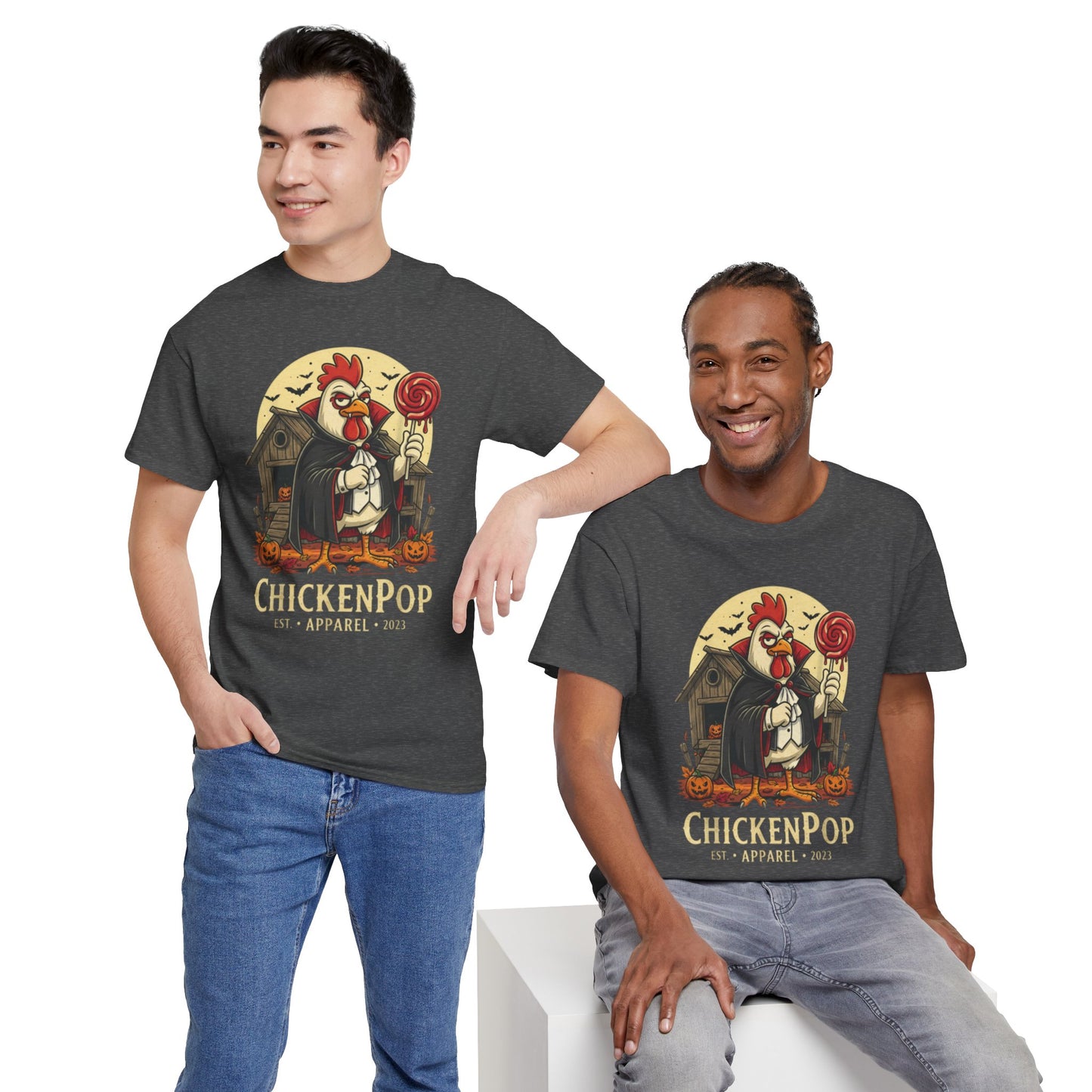 ChickenPop Sucker For a Pop Vampire Rooster Halloween T-Shirt – Funny Spooky Graphic Tee for Fall & Costume Season