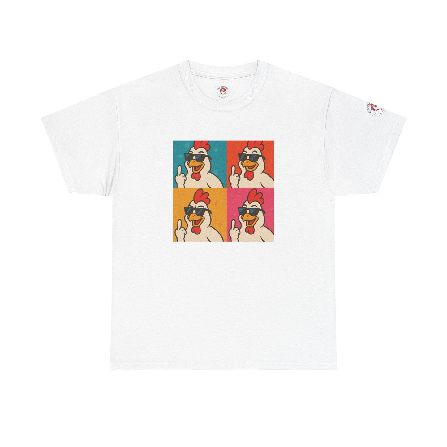 Warhol Pop Art Chicken T-Shirt – Funny Coop Daddy Middle Finger Tee for Bold Style