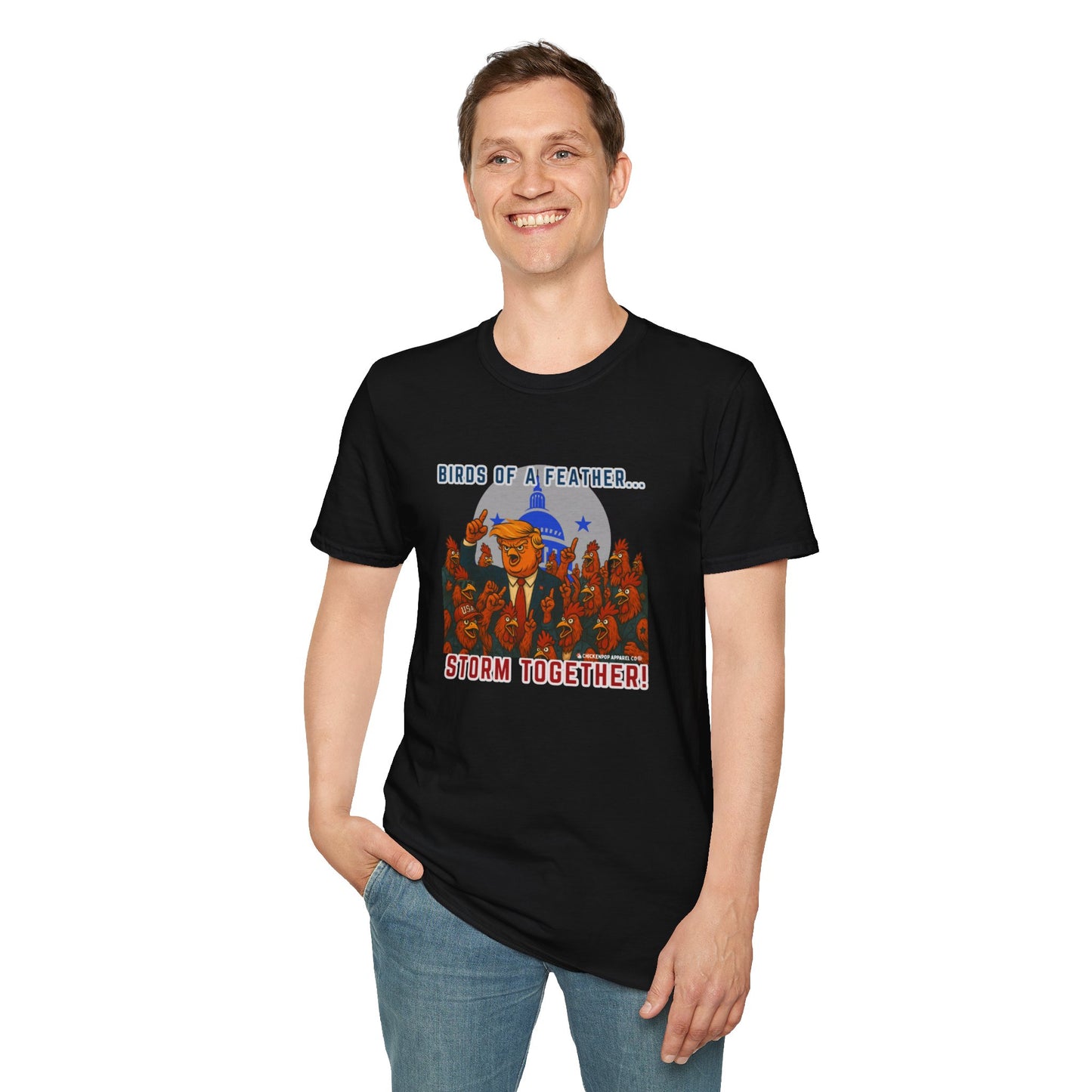 Birds of a Feather Storm Together T-Shirt – Funny Political Satire Tee for Free Thinkers & Rebel Minds
