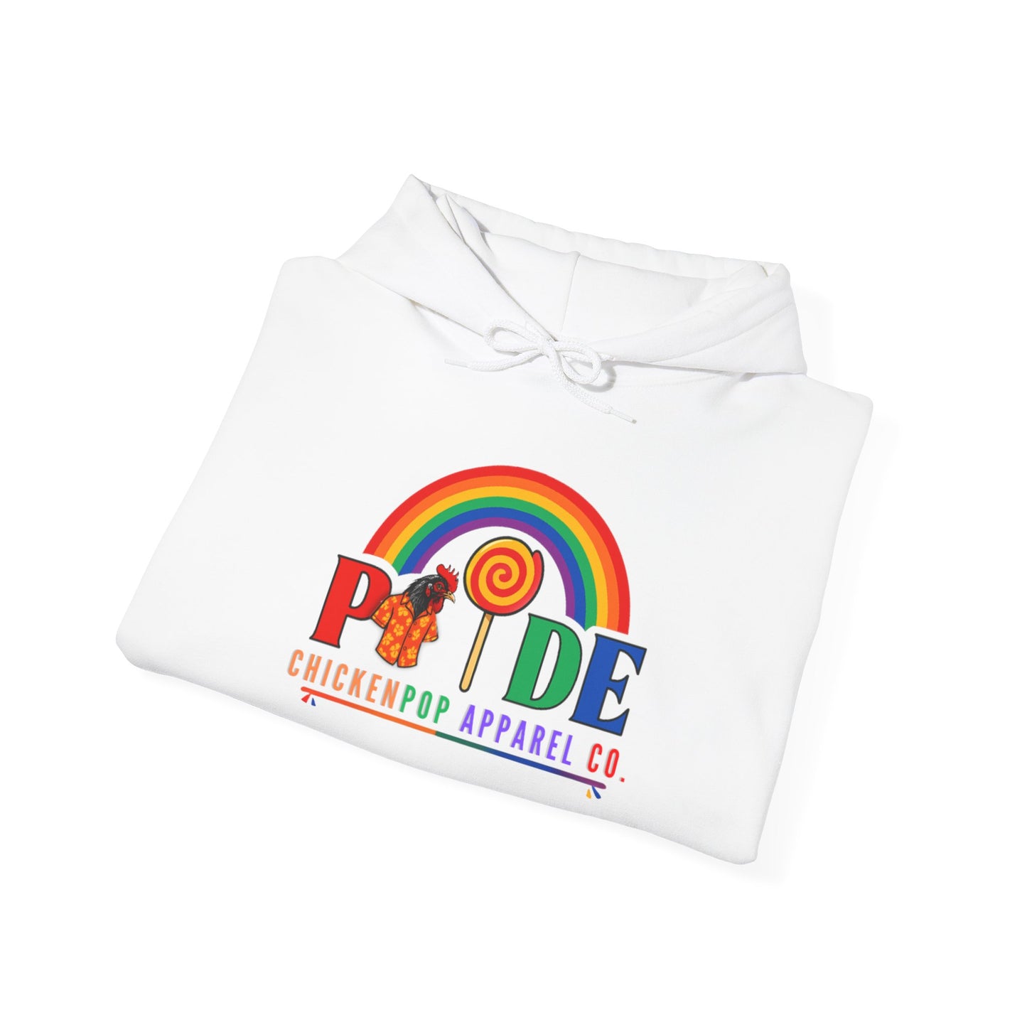 Pride Month Hoodie – ChickenPop Apparel | Rainbow Logo with Coop Daddy – Unisex LGBTQ+ Sweatshirt