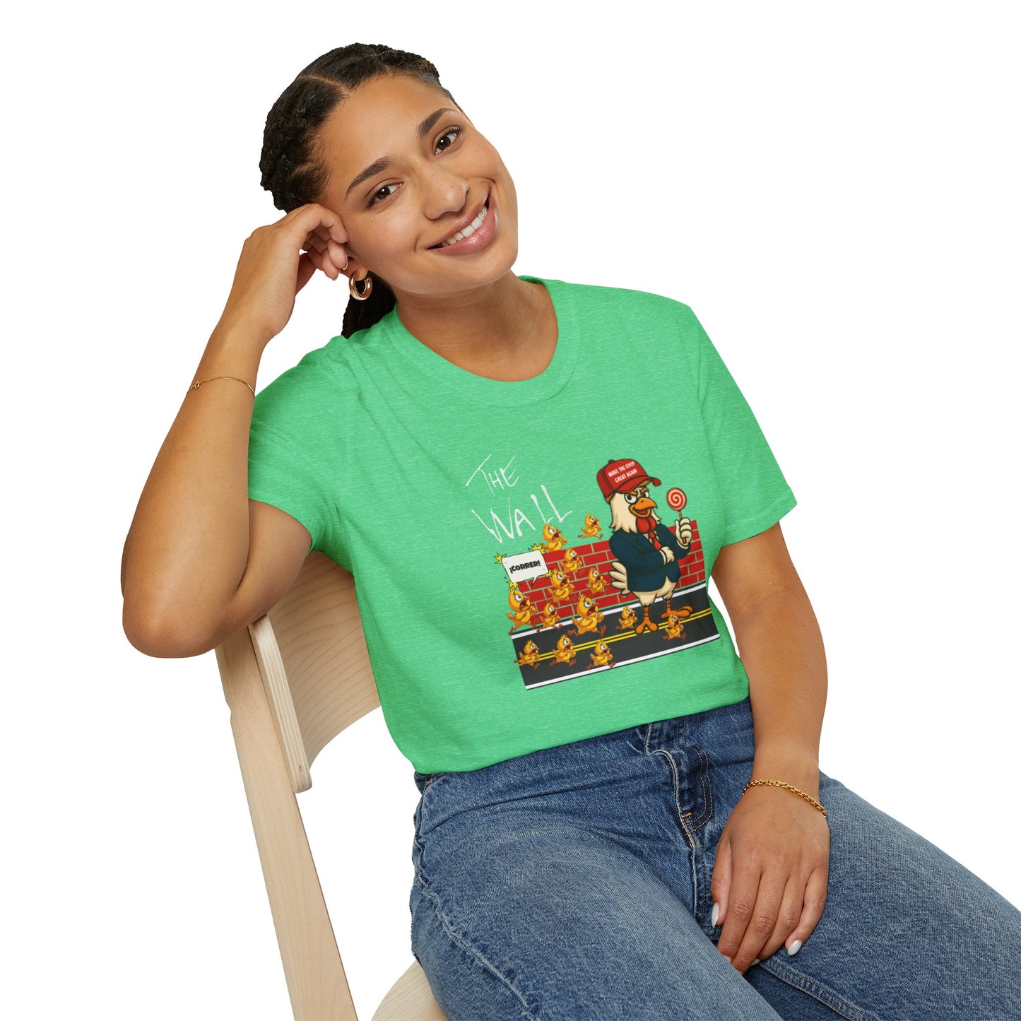Another Chick Thru The Wall | Funny Political Chicken Graphic Tee – Cock-a-Doodle-Don Collection