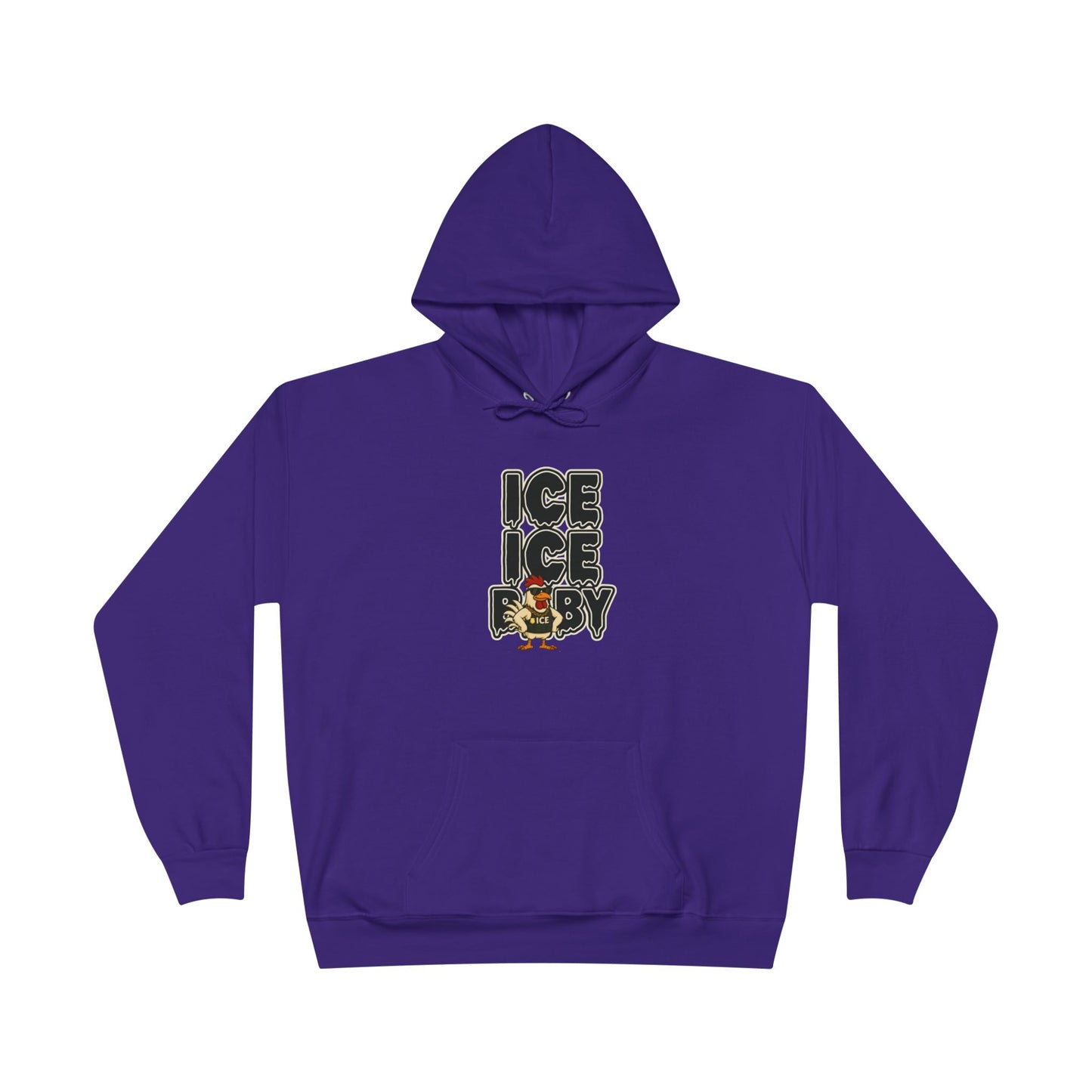 ICE ICE BABY Funny Chicken Hoodie – Retro Hip-Hop Pullover for Music Fans, Students & Cold-Weather Comedians