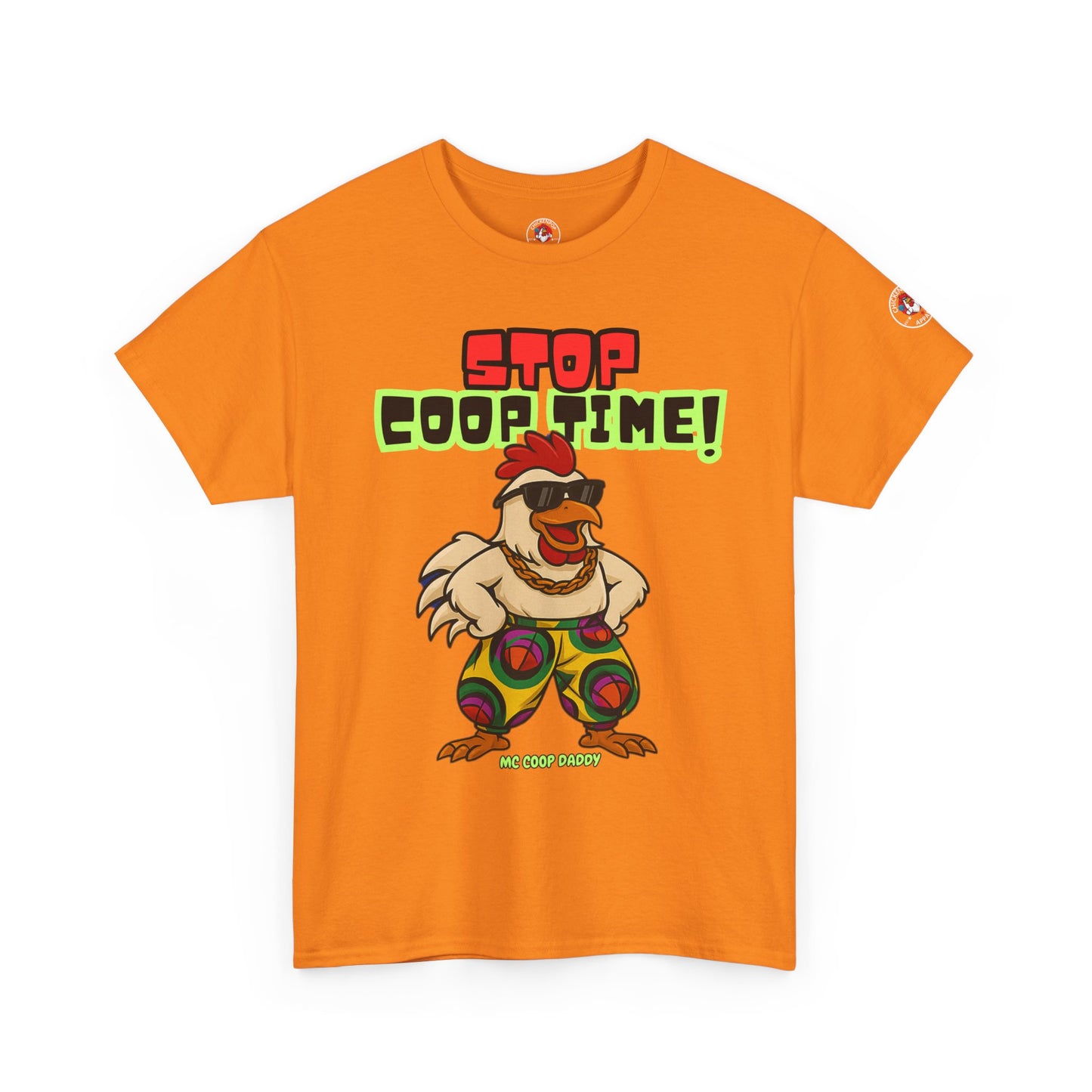 Stop COOP TIME! Funny Chicken T-Shirt – MC Coop Daddy 90s Hip Hop Parody Tee | Unisex Heavy Cotton | ChickenPop Apparel