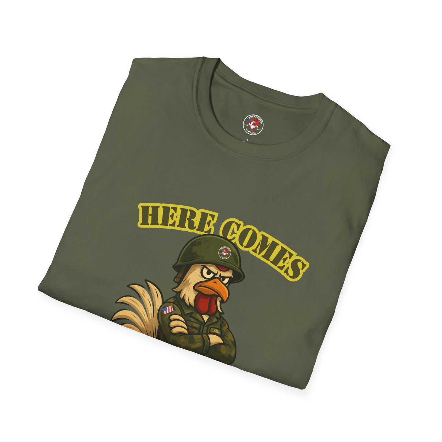 Here Comes the Rooster Music Graphic Tee with Front & Back Print Unisex Rock T-Shirt
