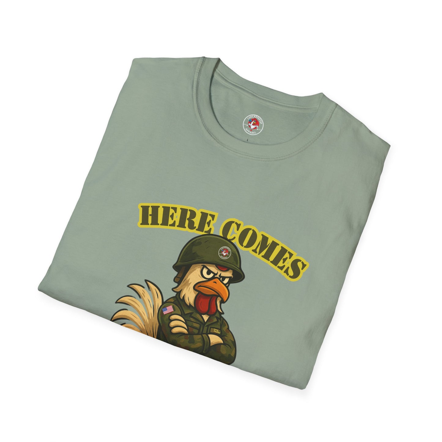 Here Comes the Rooster Music Graphic Tee with Front & Back Print Unisex Rock T-Shirt