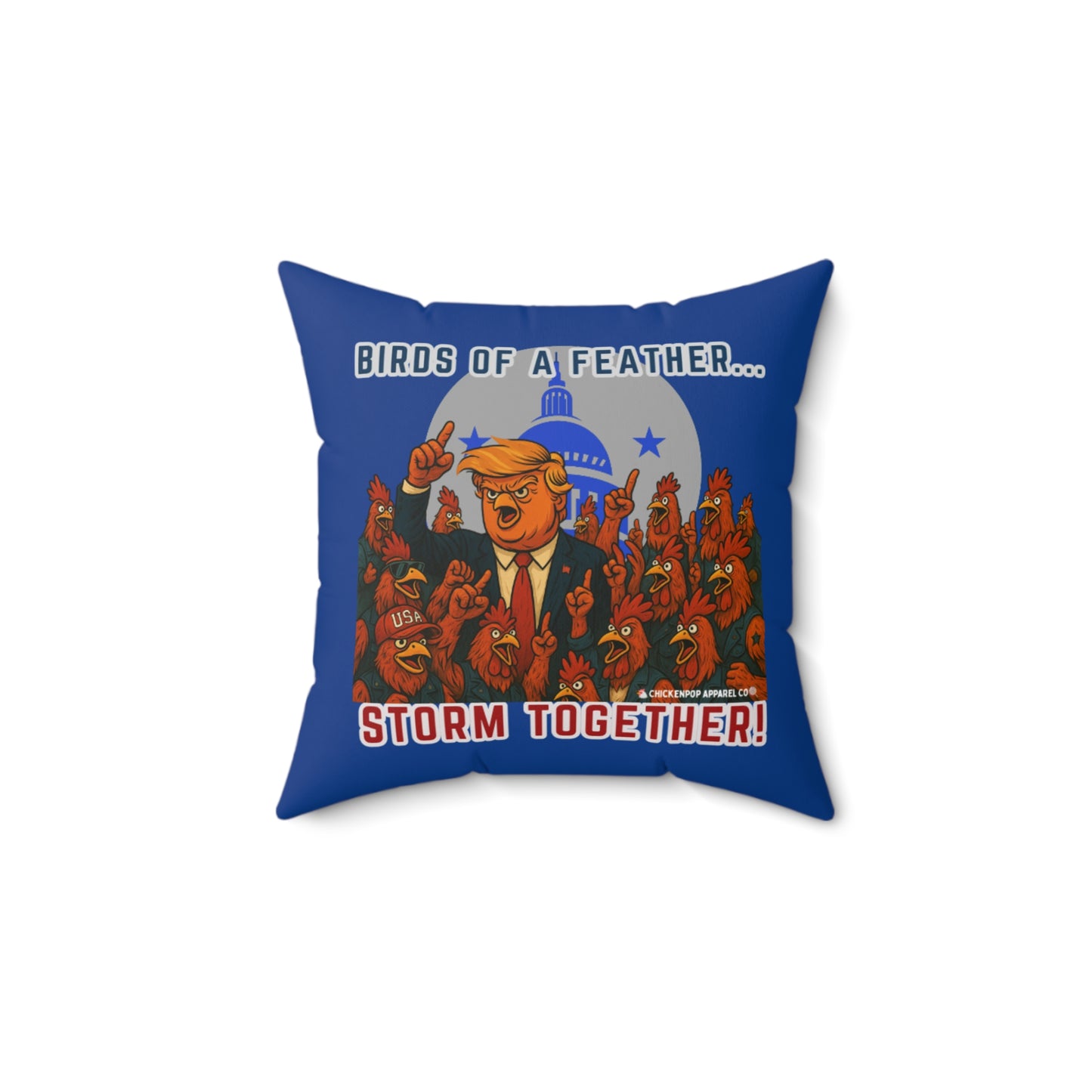 Birds of a Feather Storm Together Pillow – Bold Political Satire Throw Pillow in 4 Sizes