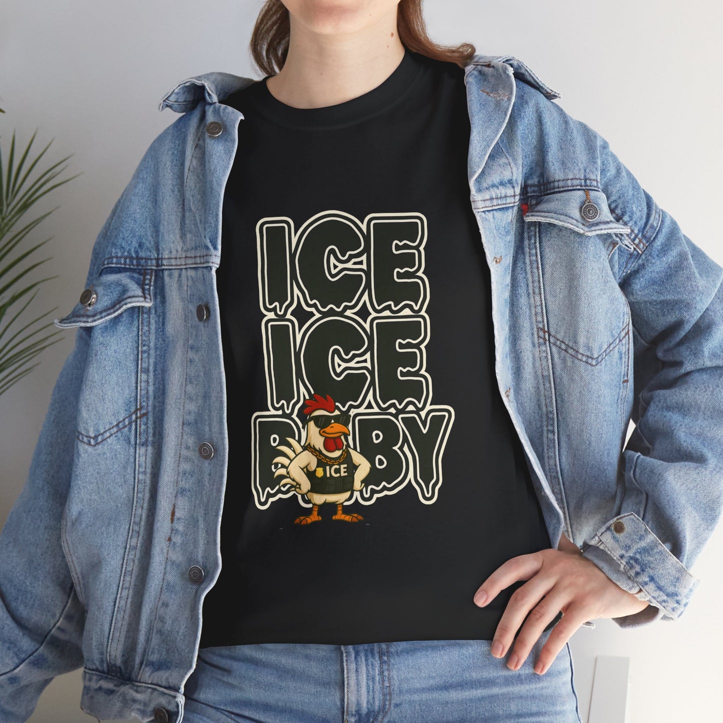ICE ICE BABY Funny Chicken T-Shirt – Coop Daddy Parody Tee for Music & Poultry Fans