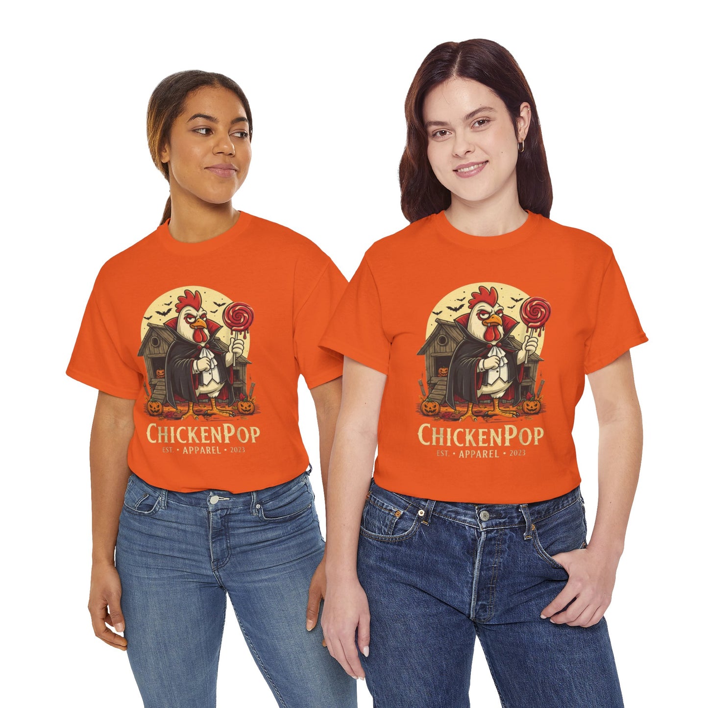 ChickenPop Sucker For a Pop Vampire Rooster Halloween T-Shirt – Funny Spooky Graphic Tee for Fall & Costume Season