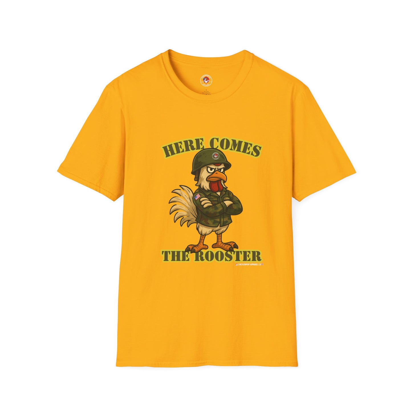 Here Comes the Rooster Music Graphic Tee with Front & Back Print Unisex Rock T-Shirt