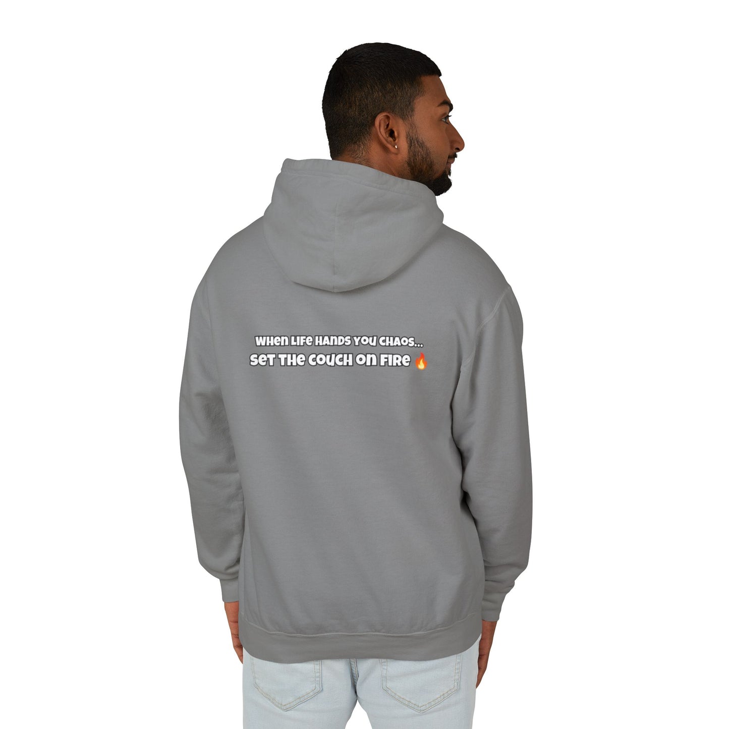 Big Rich Energy Burning Couch Hoodie – Chaos Quote 🔥FREE SHIPPING🔥