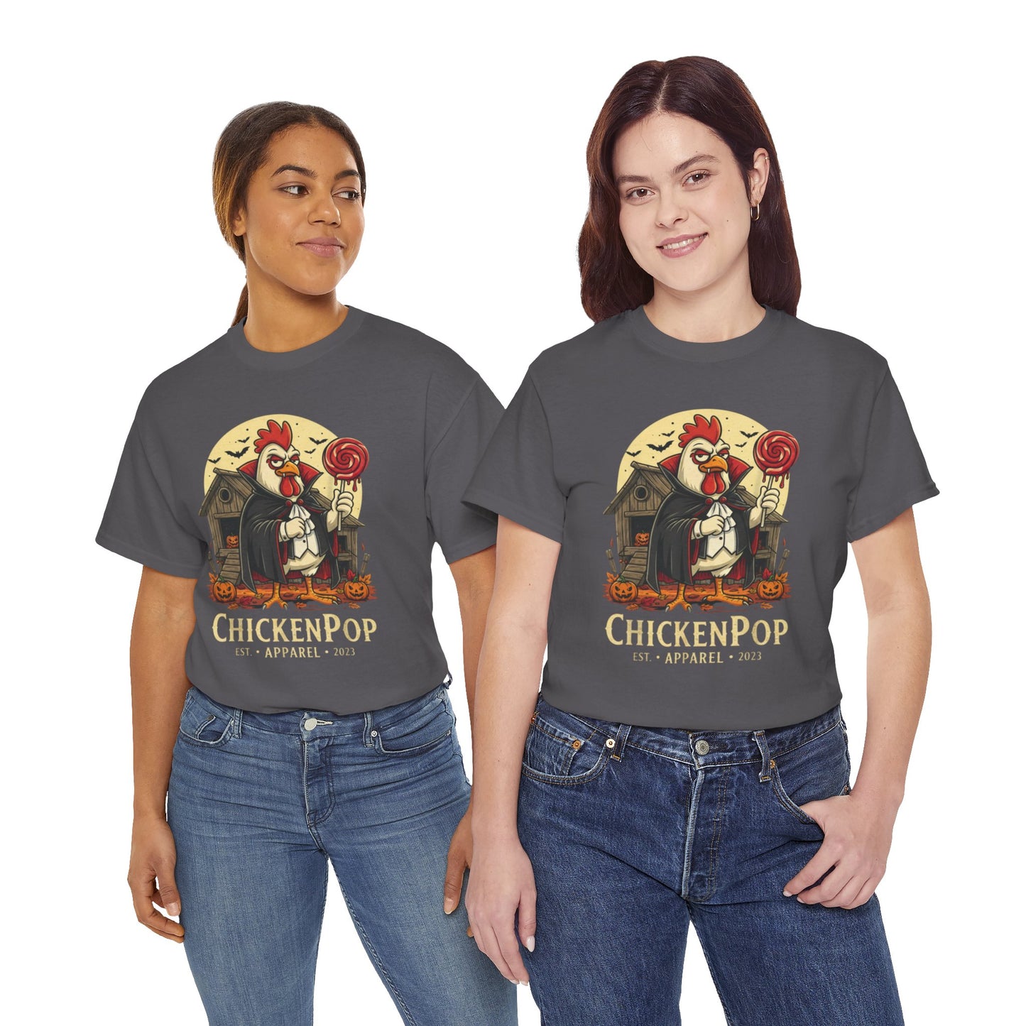 ChickenPop Sucker For a Pop Vampire Rooster Halloween T-Shirt – Funny Spooky Graphic Tee for Fall & Costume Season