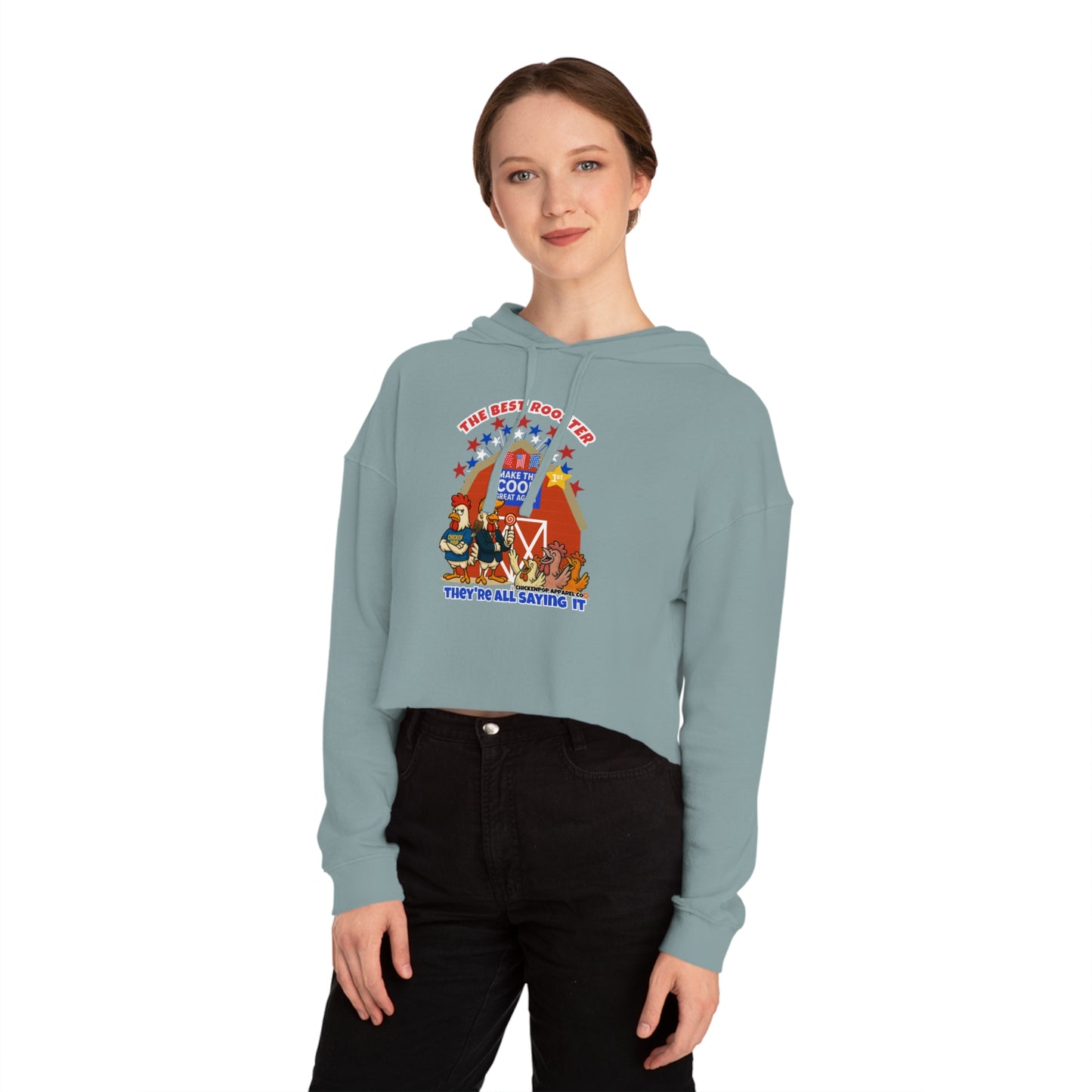 The Best Rooster Cropped Hoodie | Fun Women's Sweatshirt,