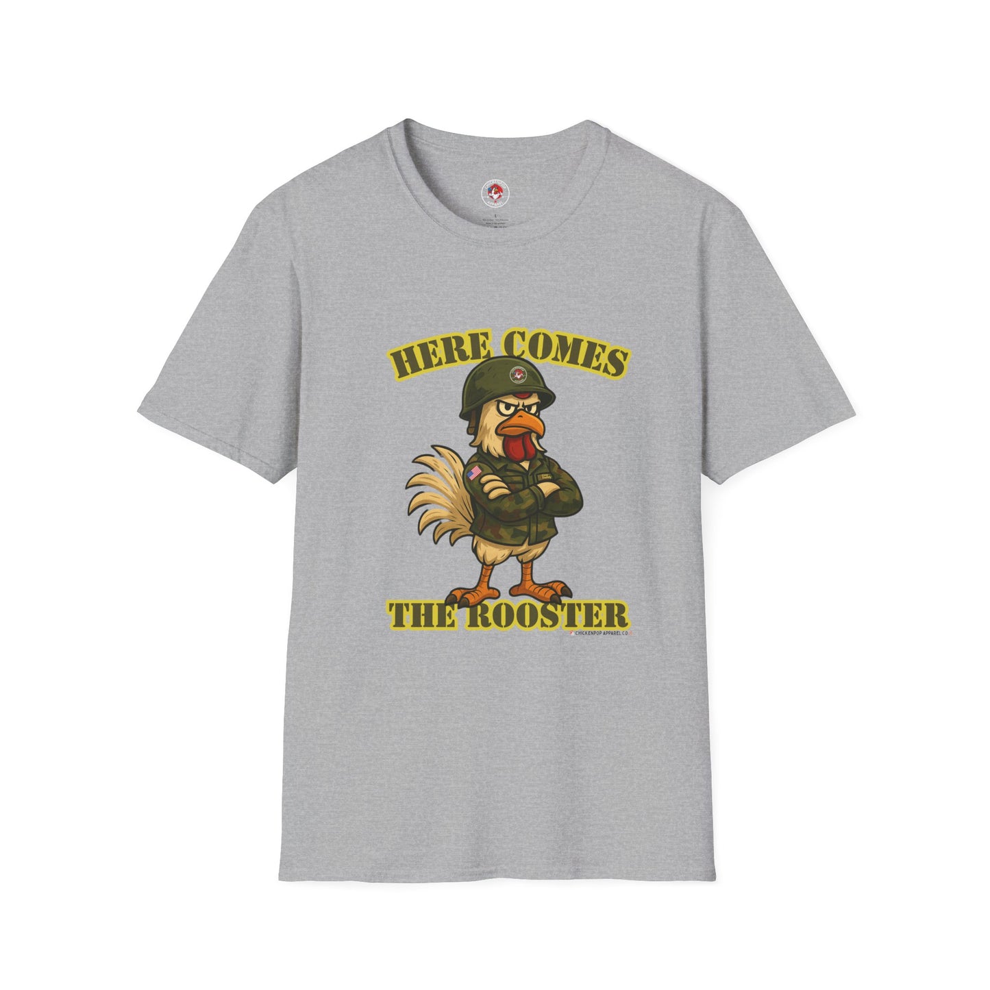 Here Comes the Rooster Music Graphic Tee with Front & Back Print Unisex Rock T-Shirt