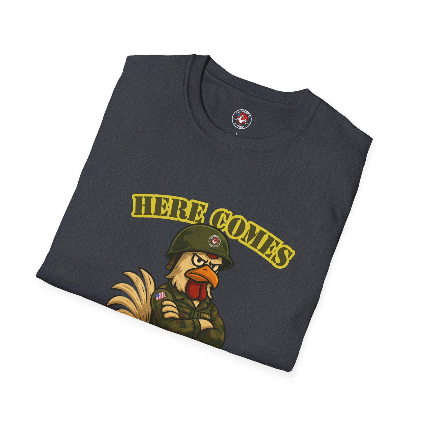 Here Comes the Rooster Music Graphic Tee with Front & Back Print Unisex Rock T-Shirt