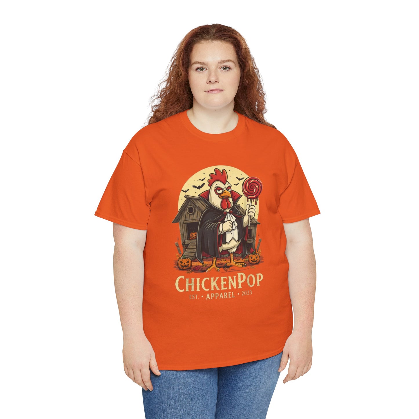 ChickenPop Sucker For a Pop Vampire Rooster Halloween T-Shirt – Funny Spooky Graphic Tee for Fall & Costume Season