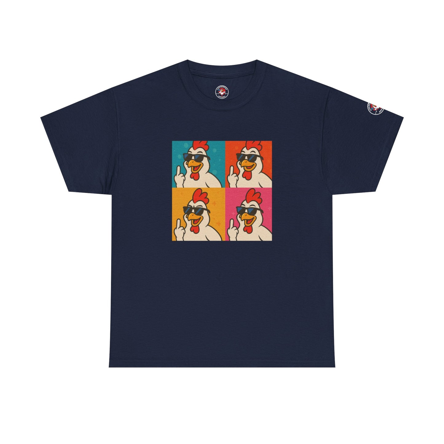Warhol Pop Art Chicken T-Shirt – Funny Coop Daddy Middle Finger Tee for Bold Style