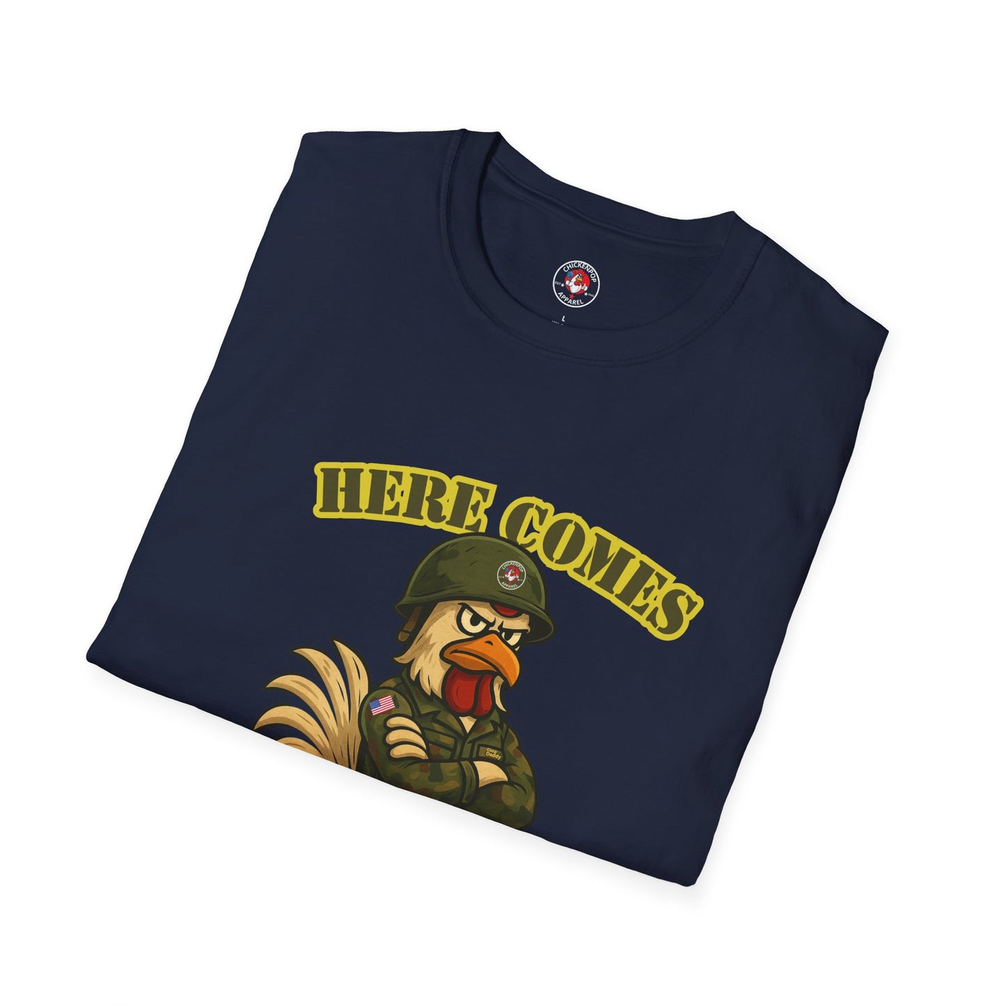 Here Comes the Rooster Music Graphic Tee with Front & Back Print Unisex Rock T-Shirt