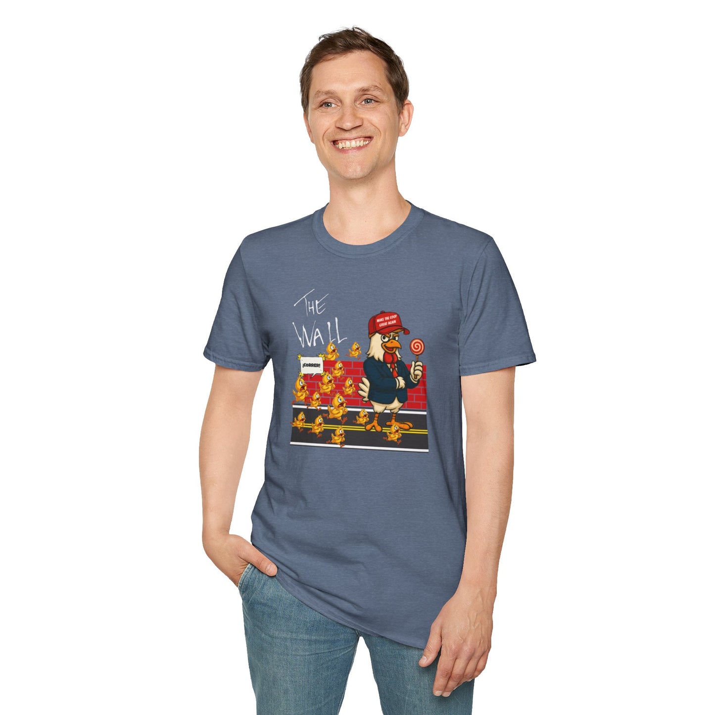 Another Chick Thru The Wall | Funny Political Chicken Graphic Tee – Cock-a-Doodle-Don Collection