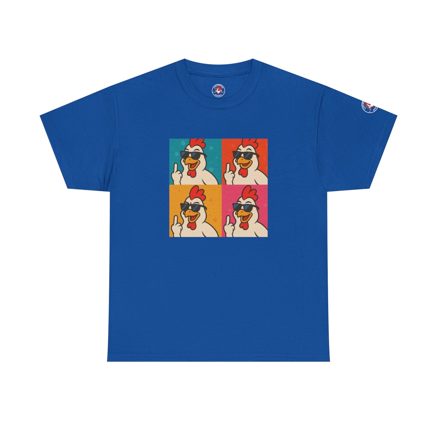 Warhol Pop Art Chicken T-Shirt – Funny Coop Daddy Middle Finger Tee for Bold Style