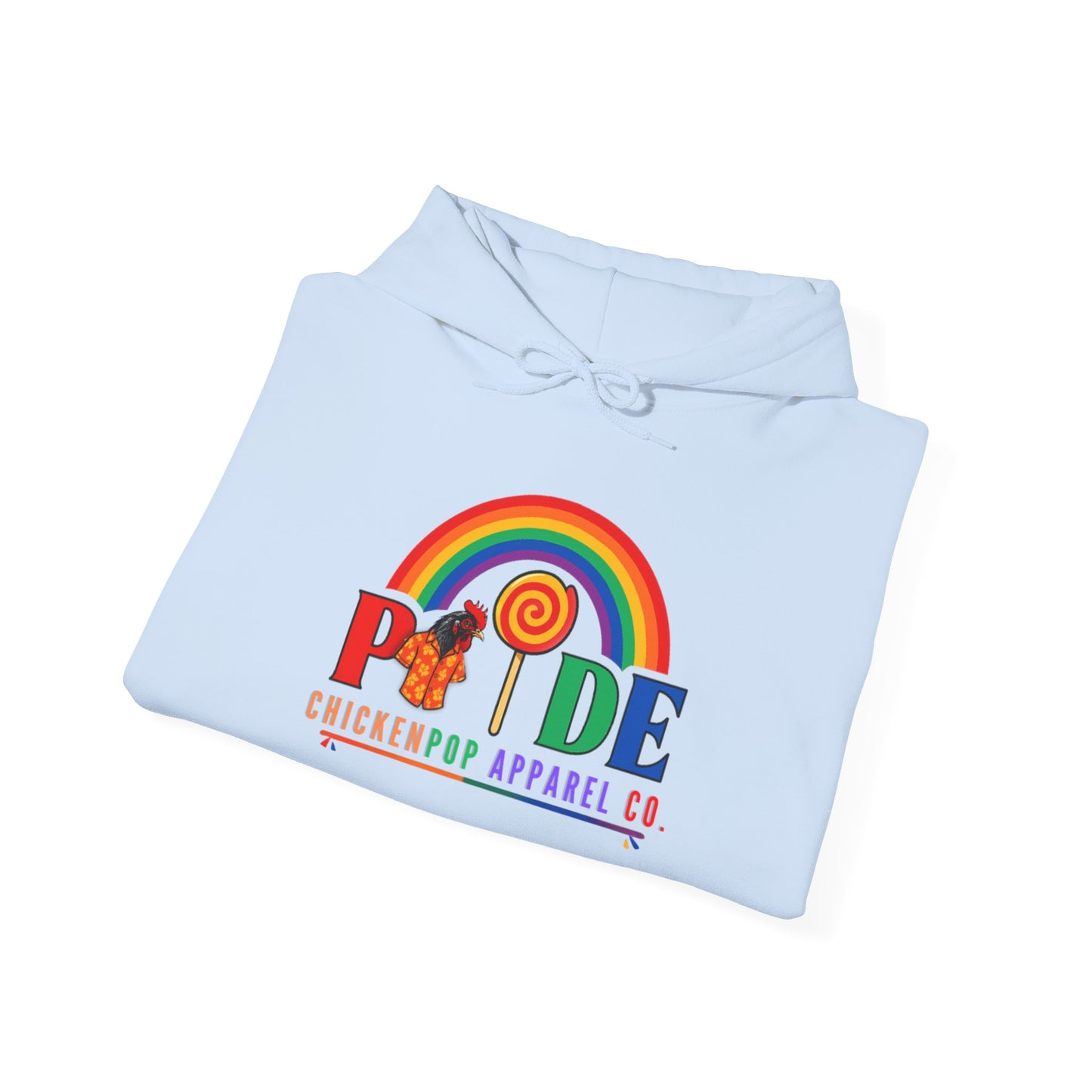Pride Month Hoodie – ChickenPop Apparel | Rainbow Logo with Coop Daddy – Unisex LGBTQ+ Sweatshirt
