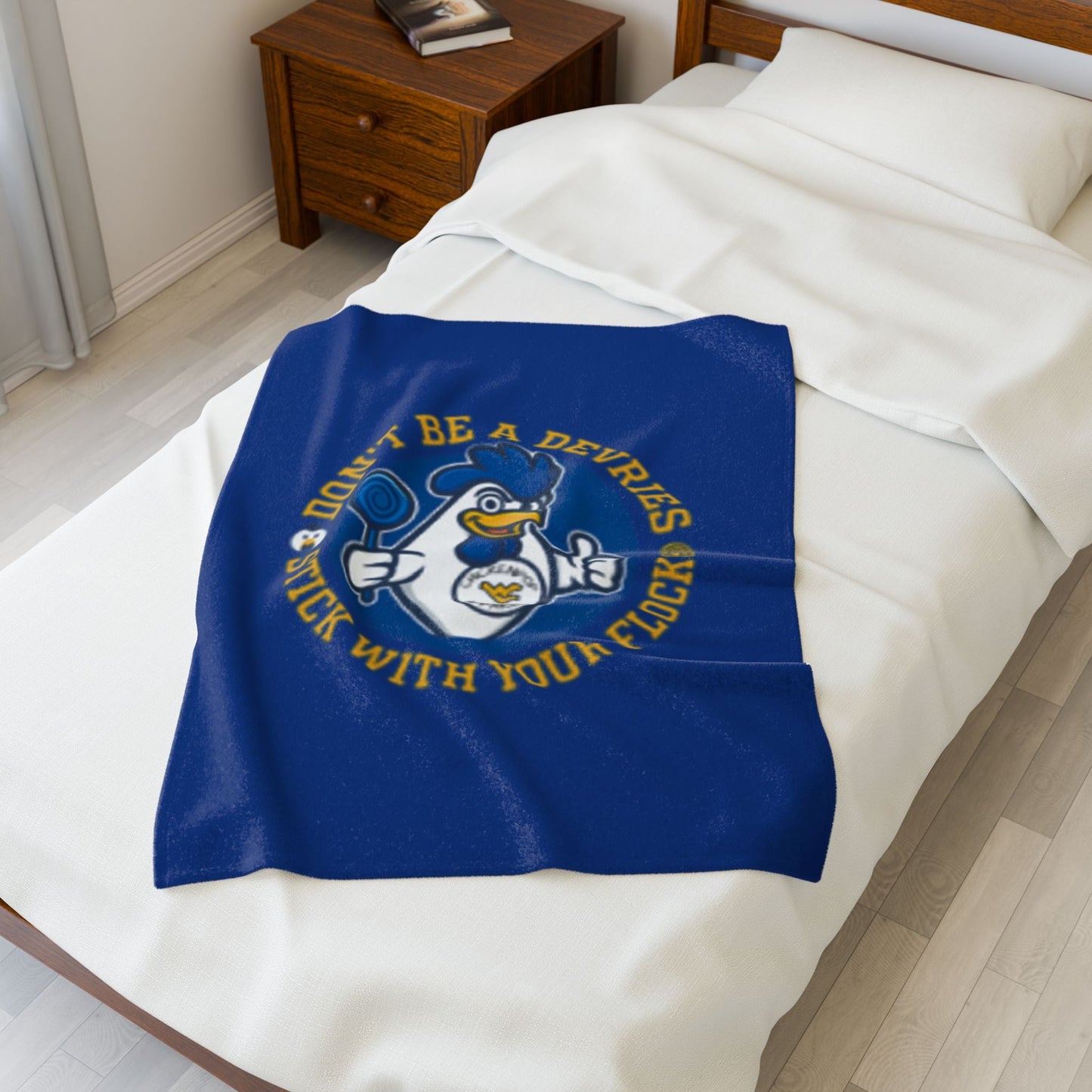 Don't Be A Devries Original Logo Velveteen Plush Blanket Royal Blue
