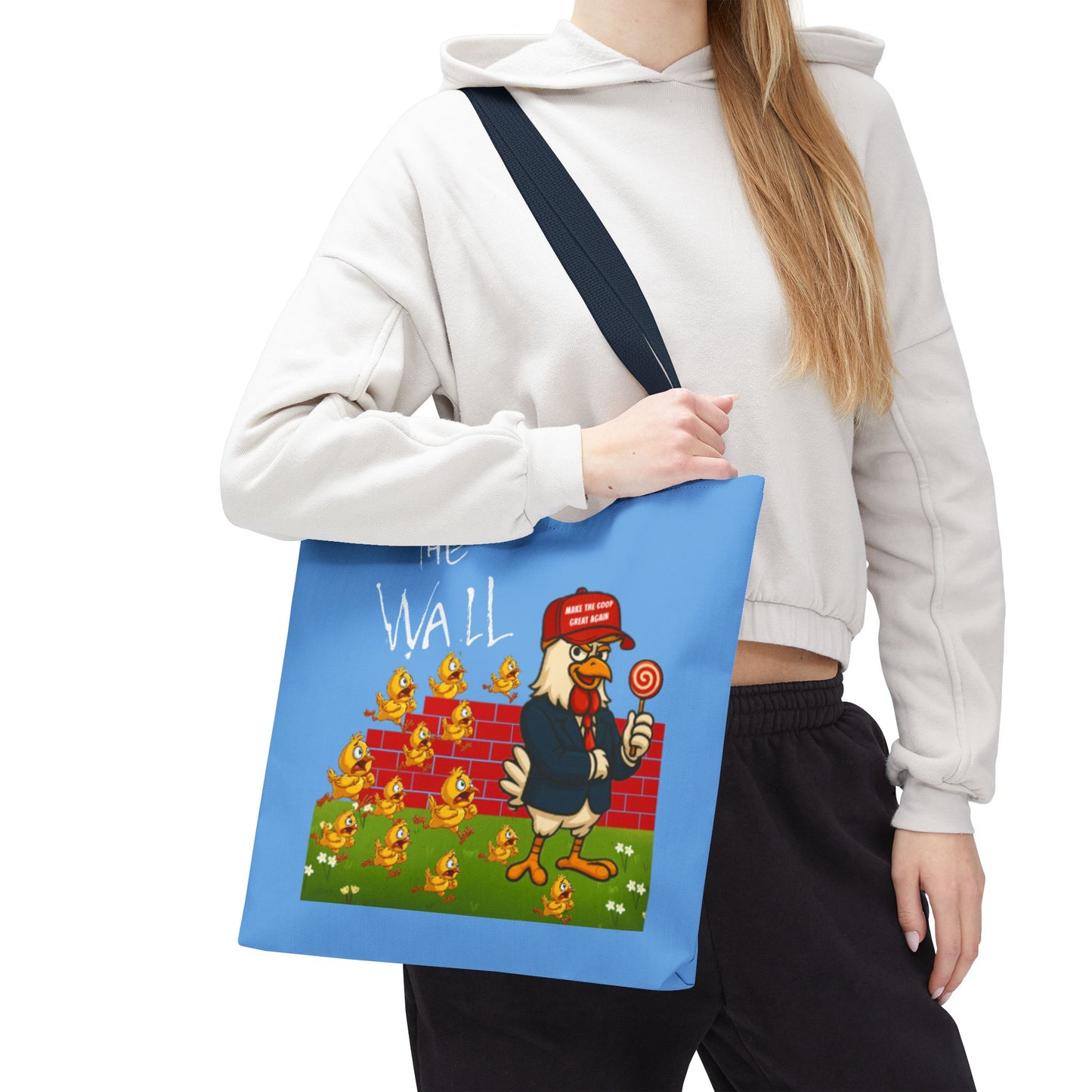 Another Chick Thru The Wall Tote Bag – Funny Political Chicken Graphic | Durable Eco-Friendly Canvas Shopper for Everyday Use
