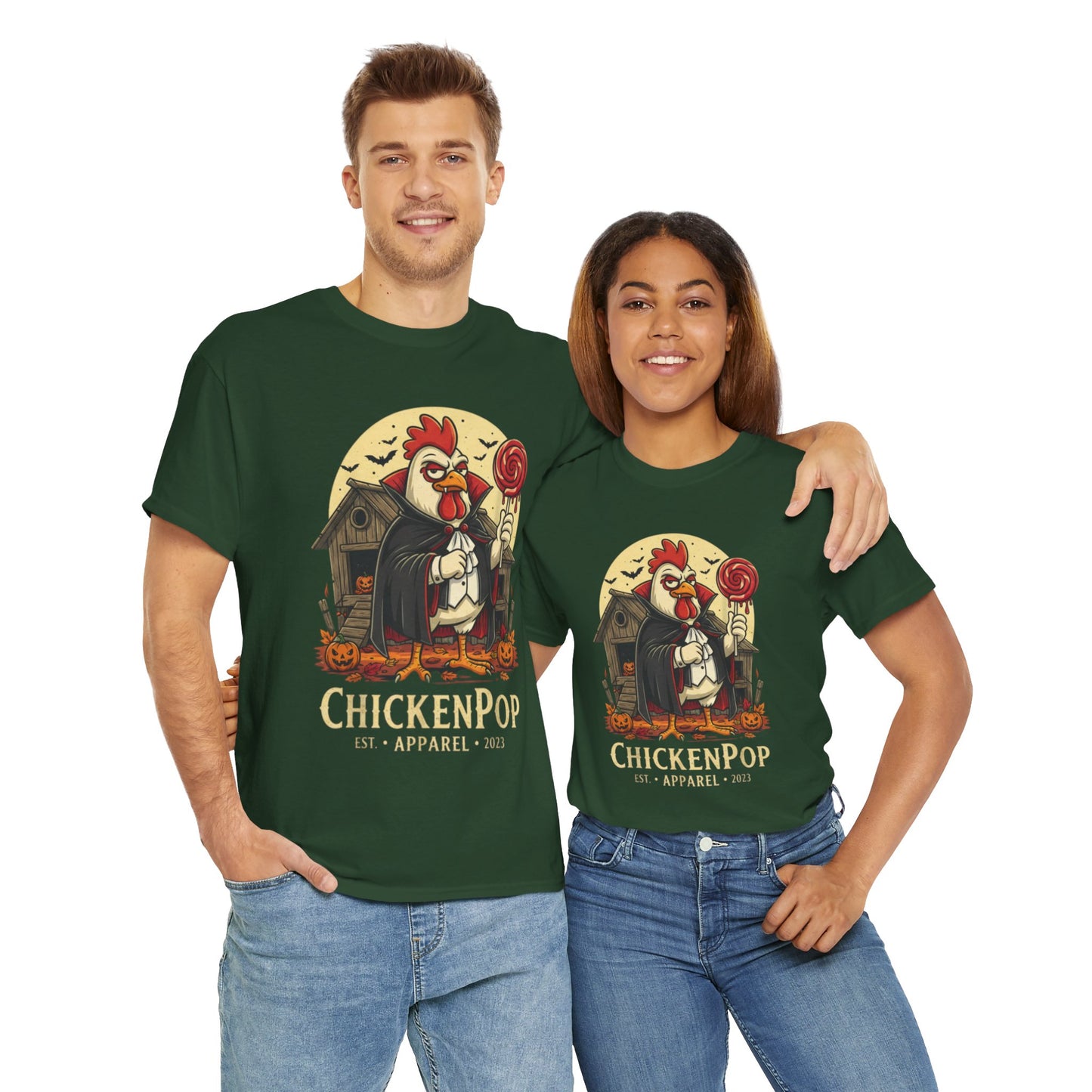 ChickenPop Sucker For a Pop Vampire Rooster Halloween T-Shirt – Funny Spooky Graphic Tee for Fall & Costume Season