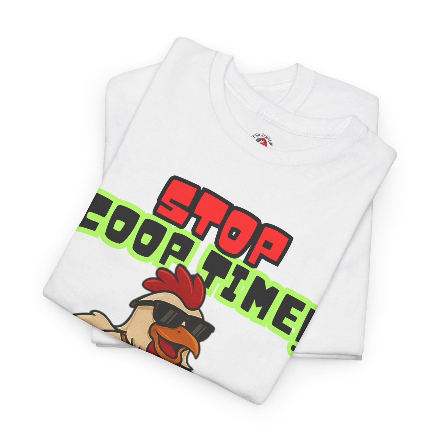 Stop COOP TIME! Funny Chicken T-Shirt – MC Coop Daddy 90s Hip Hop Parody Tee | Unisex Heavy Cotton | ChickenPop Apparel