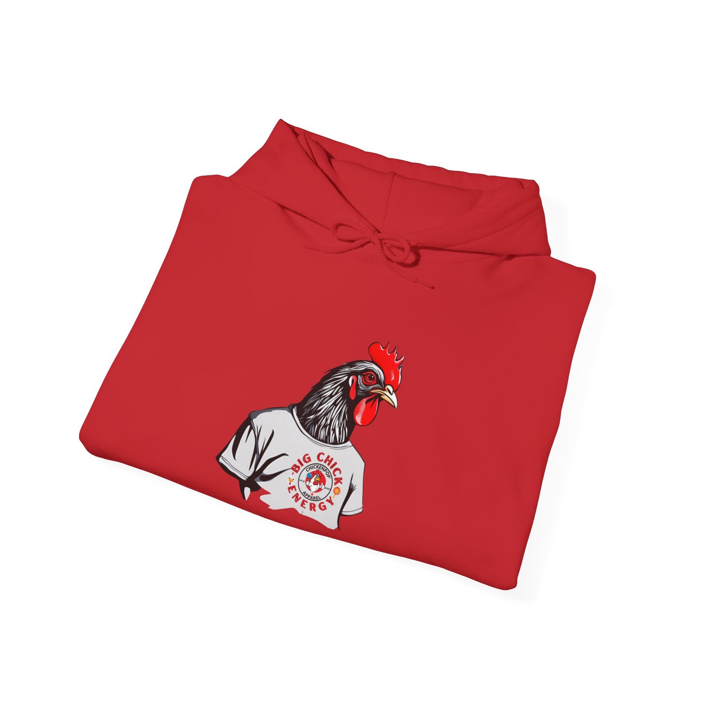 Big Chick Energy Giant Rooster Logo Unisex Hoodie - ChickenPop Arm Logo Edition