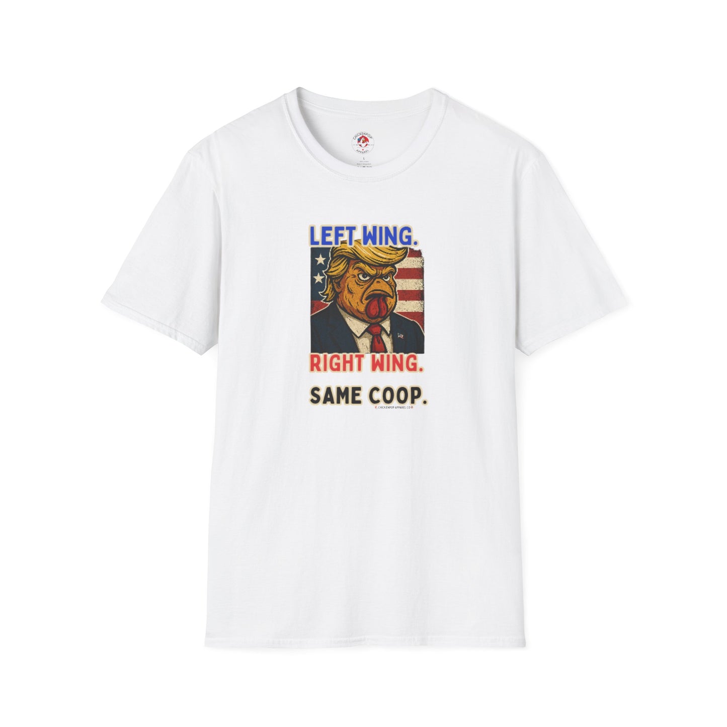Cock-a-Doodle-Don "Left Wing. Right Wing. Same Coop." Political Satire Tee – Unisex Graphic T-Shirt