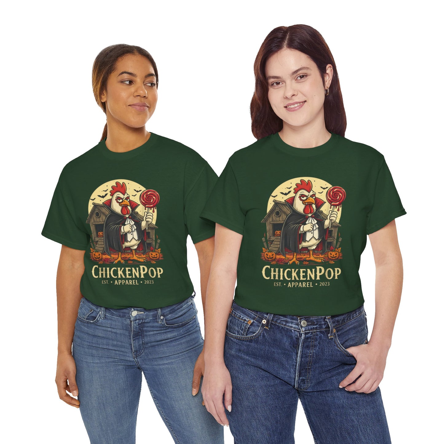 ChickenPop Sucker For a Pop Vampire Rooster Halloween T-Shirt – Funny Spooky Graphic Tee for Fall & Costume Season