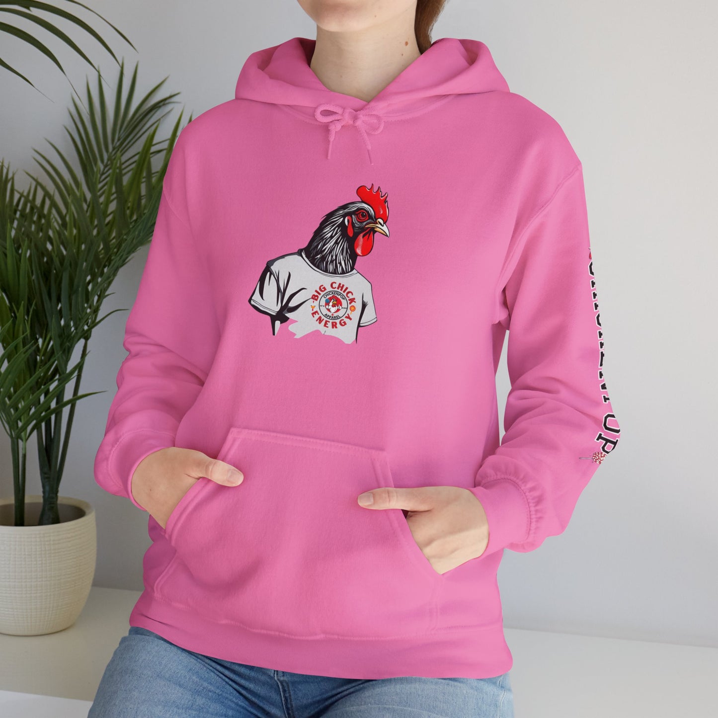 Big Chick Energy Giant Rooster Logo Unisex Hoodie - ChickenPop Arm Logo Edition
