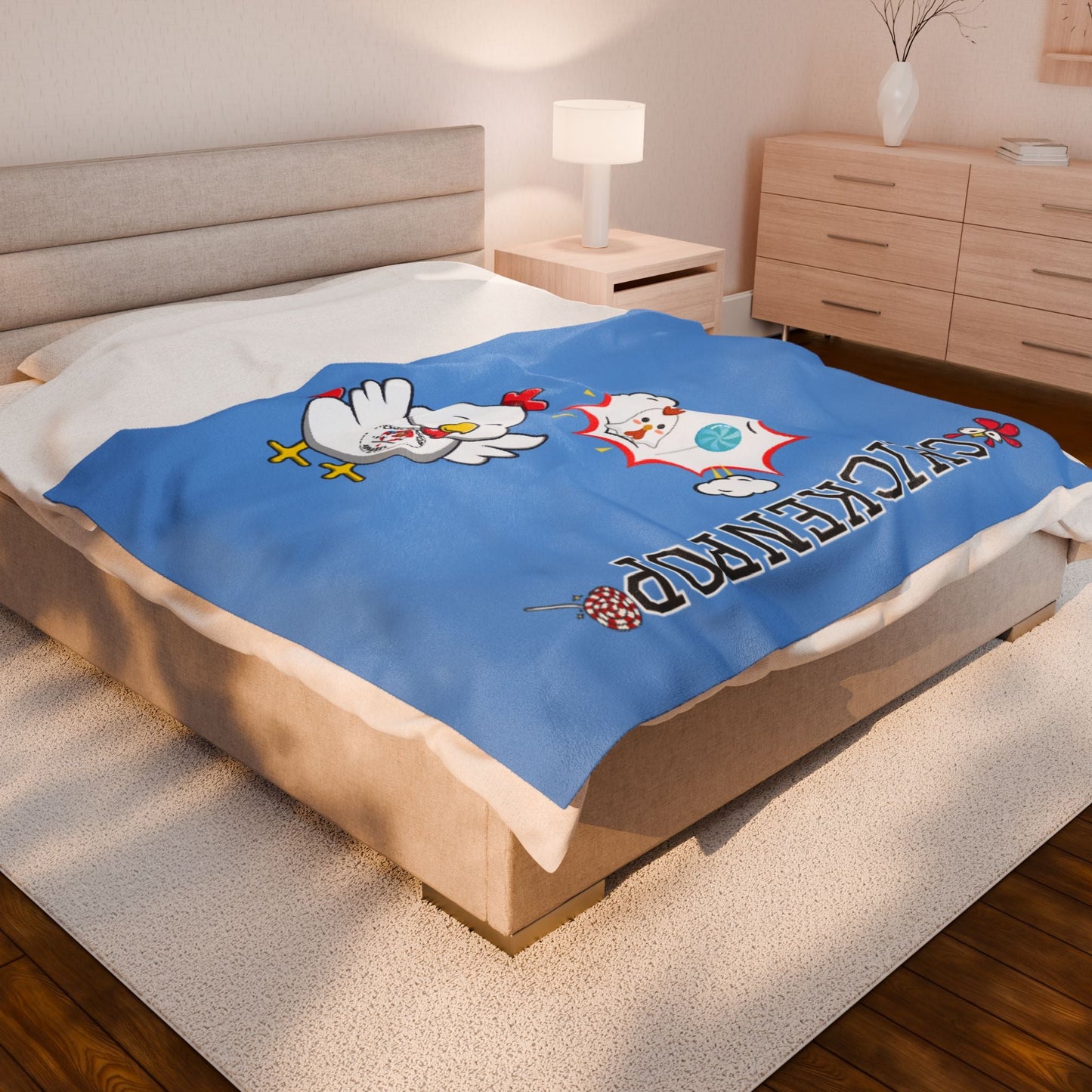 Dirty Mind Emoji Chick Velveteen Plush Blanket Carolina Blue