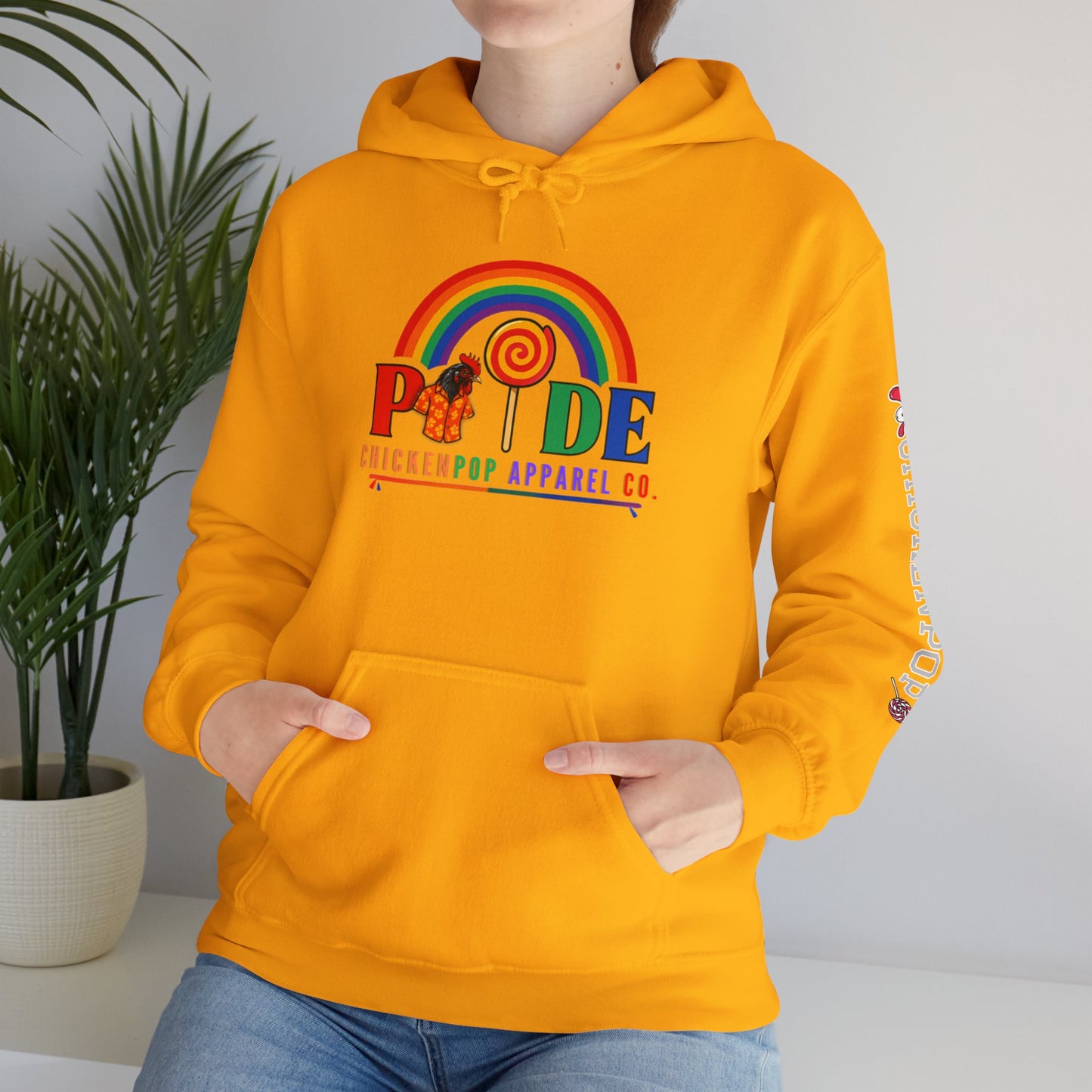 Pride Month Hoodie – ChickenPop Apparel | Rainbow Logo with Coop Daddy – Unisex LGBTQ+ Sweatshirt