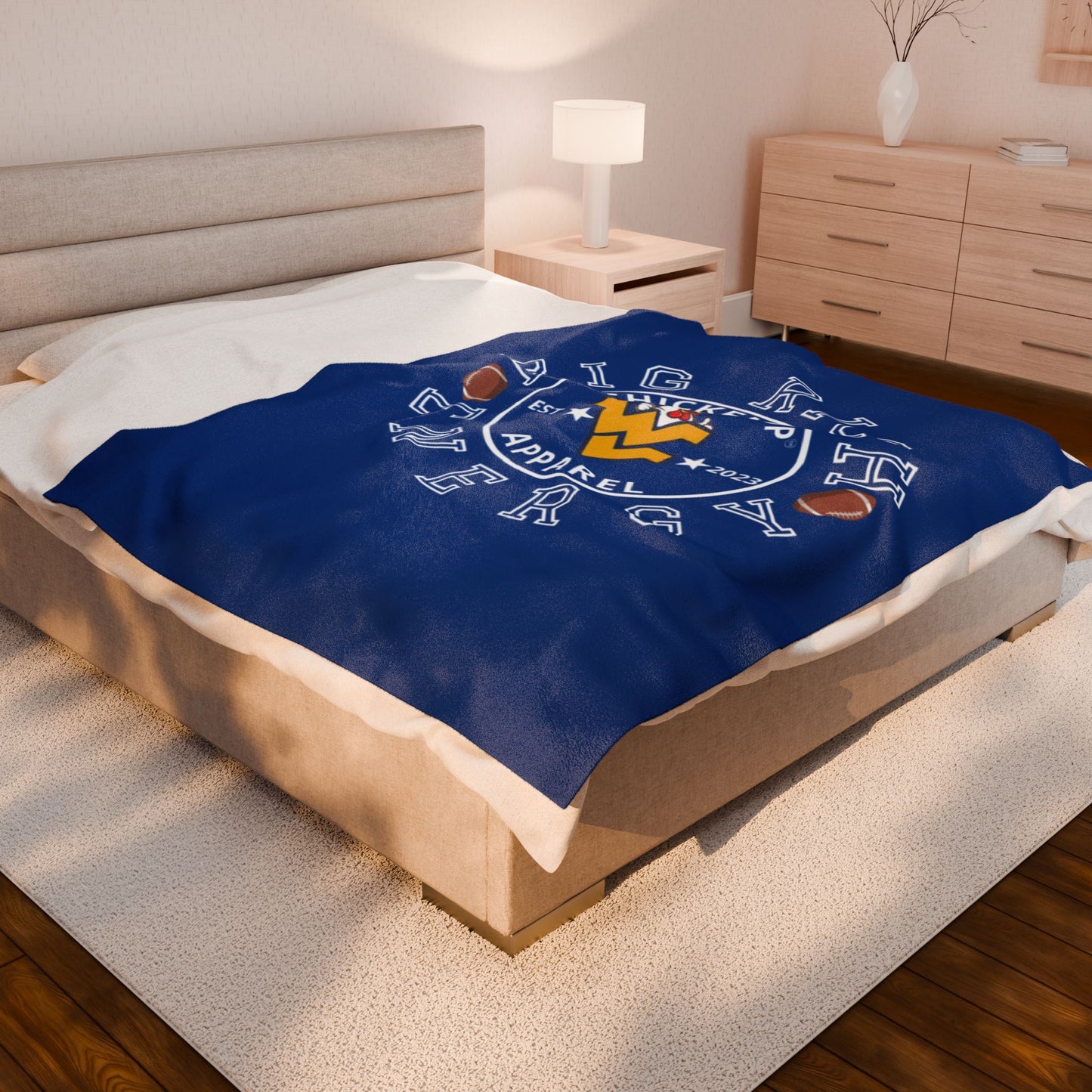 ChickenPop Apparel Big Rich Energy Original Logo Velveteen Plush Blanket Royal Blue