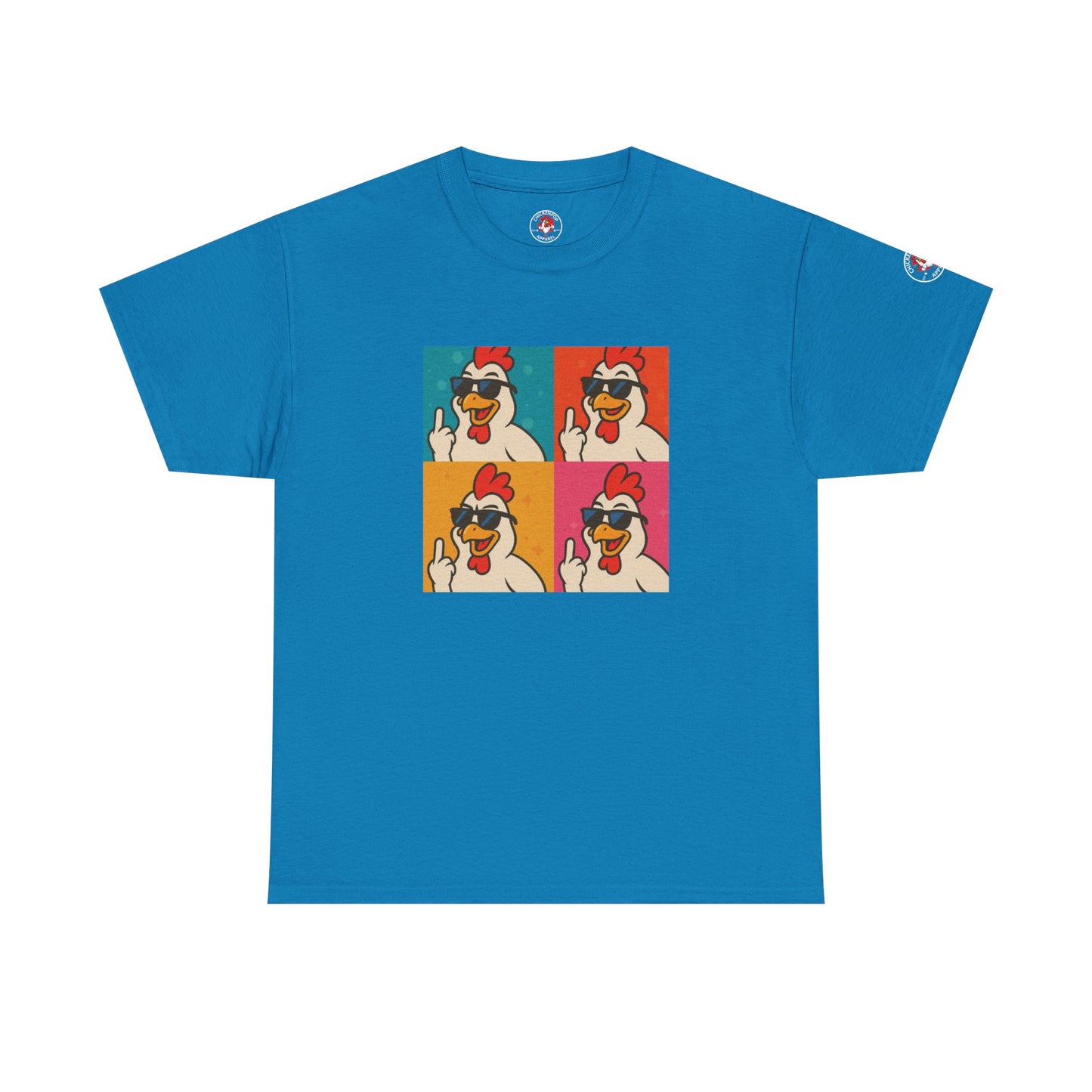 Warhol Pop Art Chicken T-Shirt – Funny Coop Daddy Middle Finger Tee for Bold Style