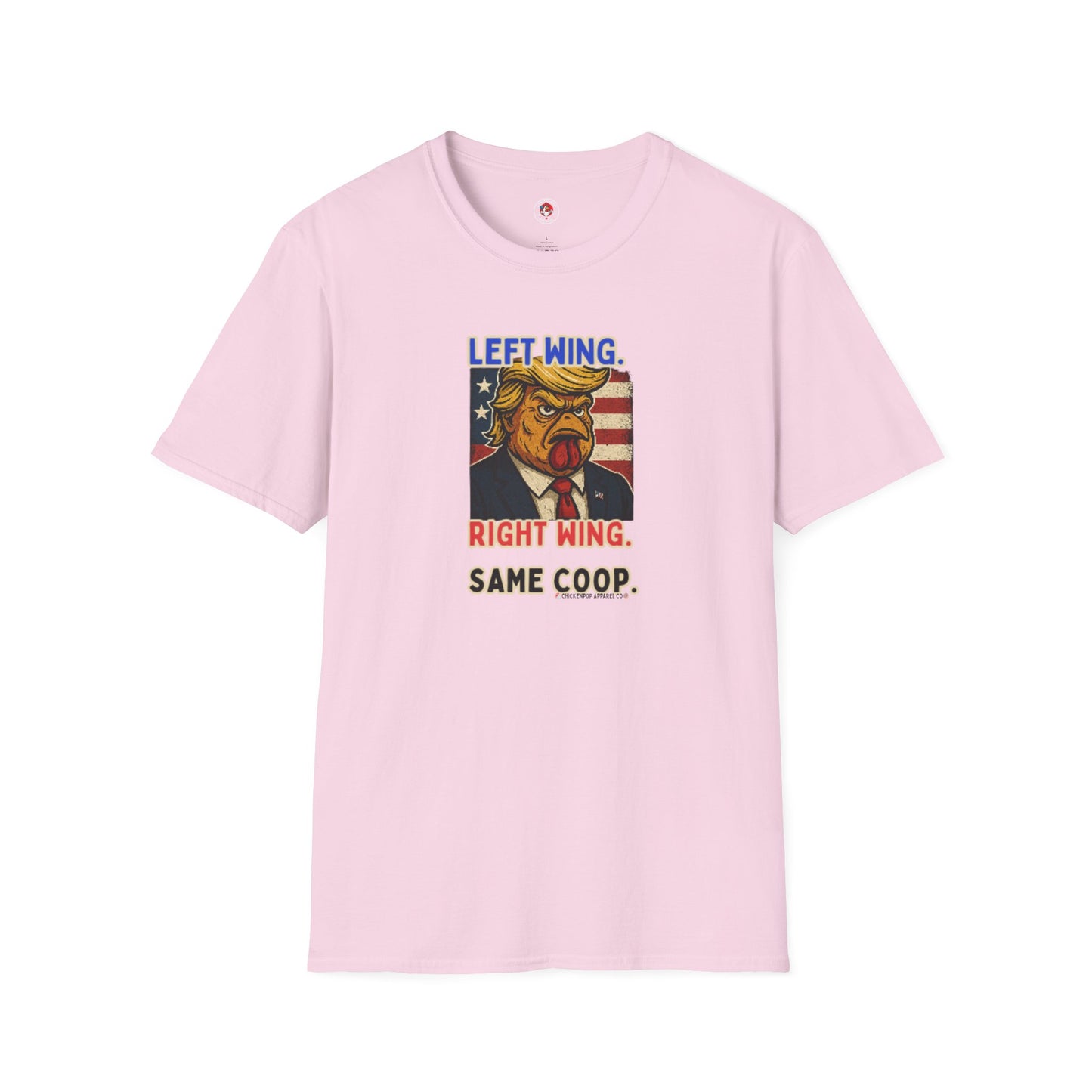 Cock-a-Doodle-Don "Left Wing. Right Wing. Same Coop." Political Satire Tee – Unisex Graphic T-Shirt