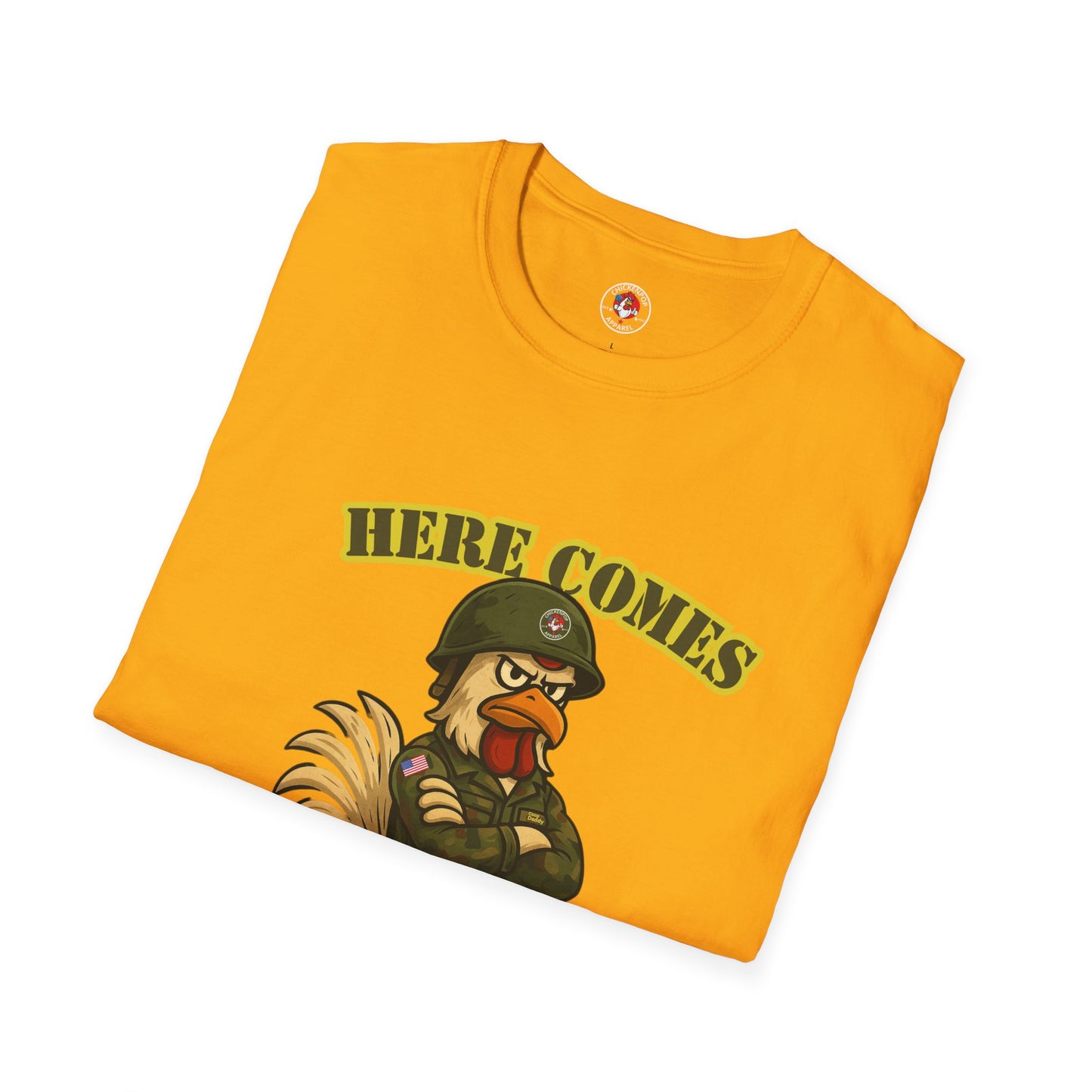 Here Comes the Rooster Music Graphic Tee with Front & Back Print Unisex Rock T-Shirt