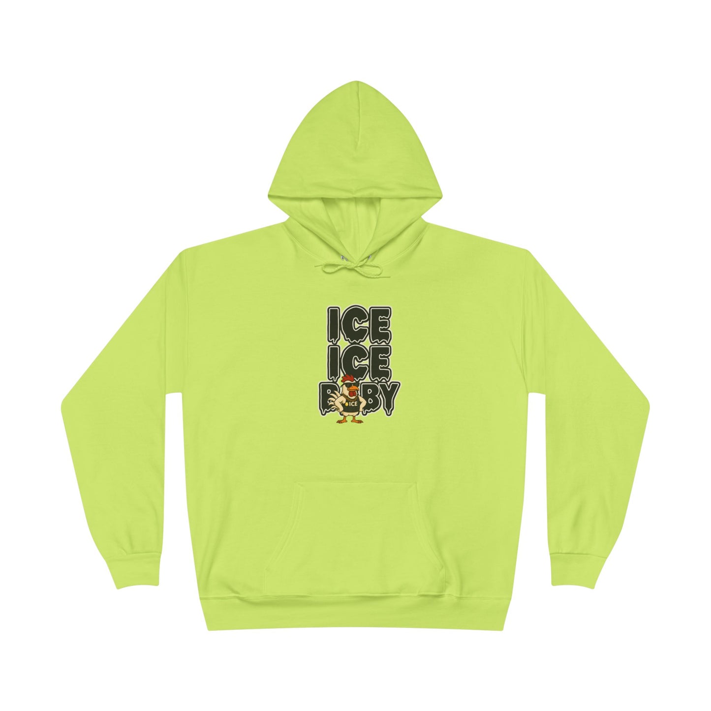 ICE ICE BABY Funny Chicken Hoodie – Retro Hip-Hop Pullover for Music Fans, Students & Cold-Weather Comedians