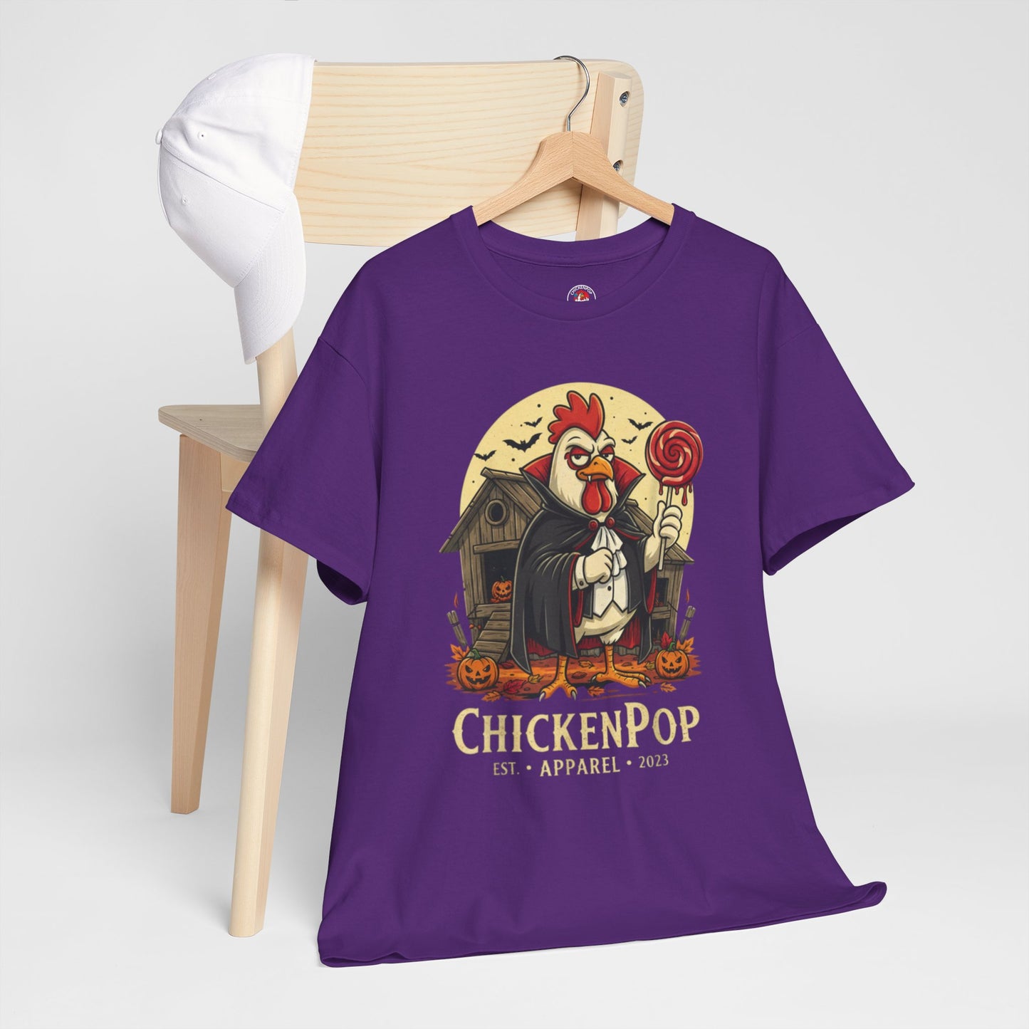 ChickenPop Sucker For a Pop Vampire Rooster Halloween T-Shirt – Funny Spooky Graphic Tee for Fall & Costume Season