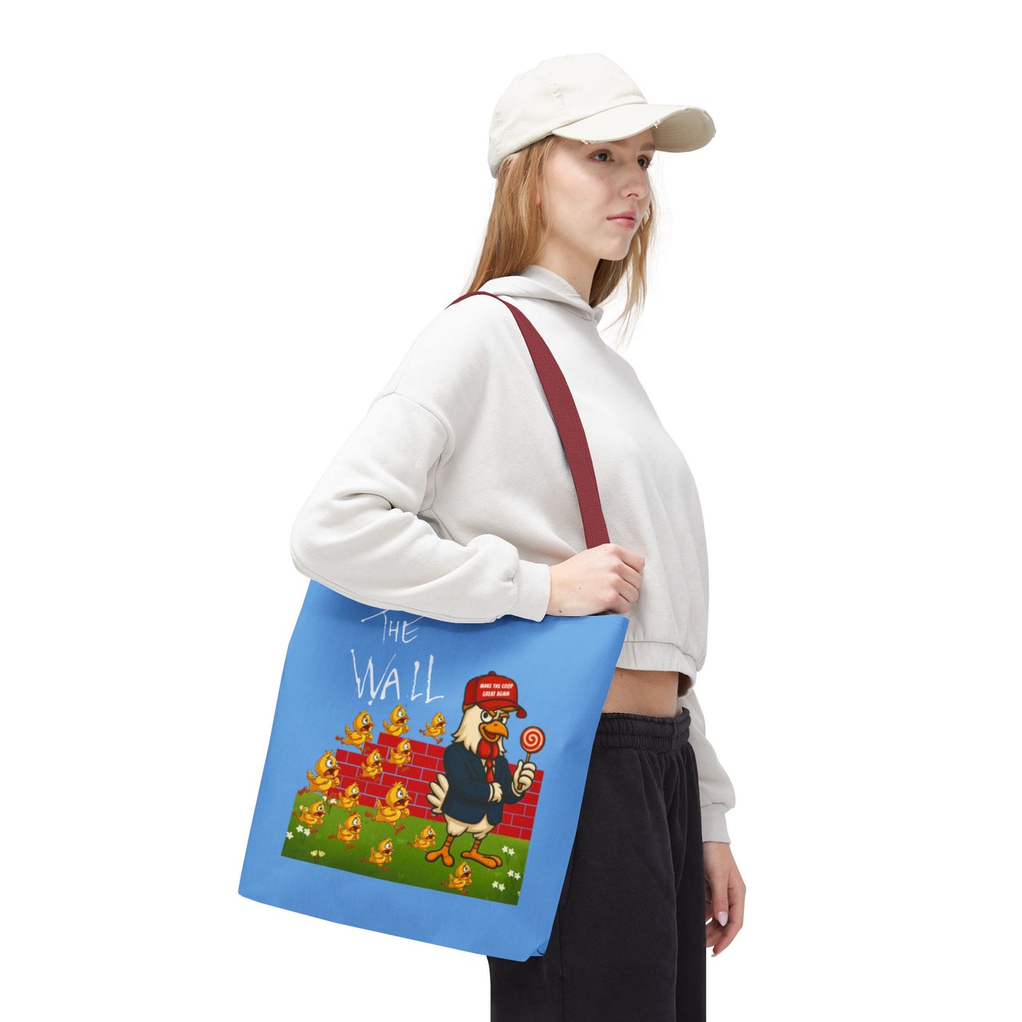Another Chick Thru The Wall Tote Bag – Funny Political Chicken Graphic | Durable Eco-Friendly Canvas Shopper for Everyday Use