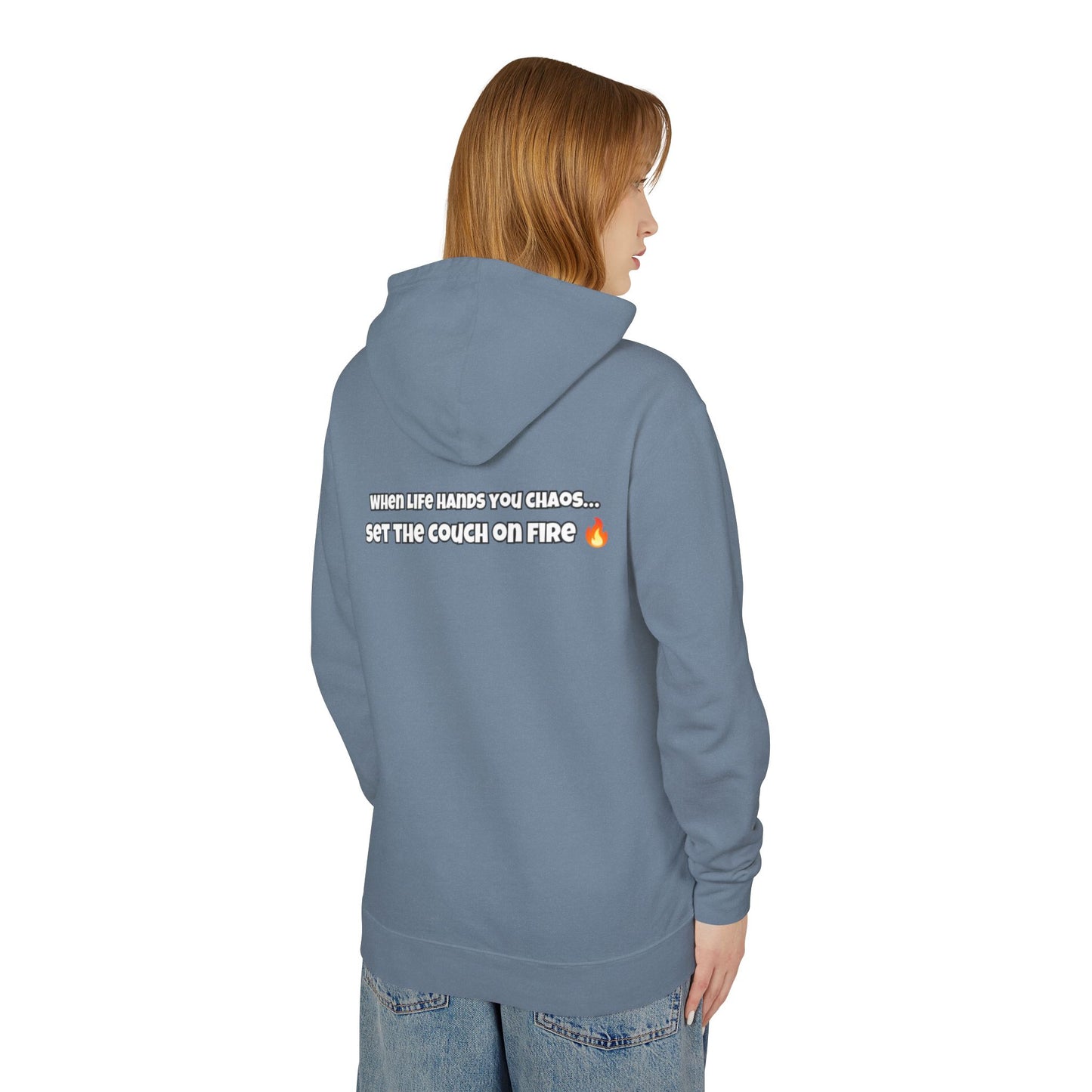 Big Rich Energy Burning Couch Hoodie – Chaos Quote 🔥FREE SHIPPING🔥