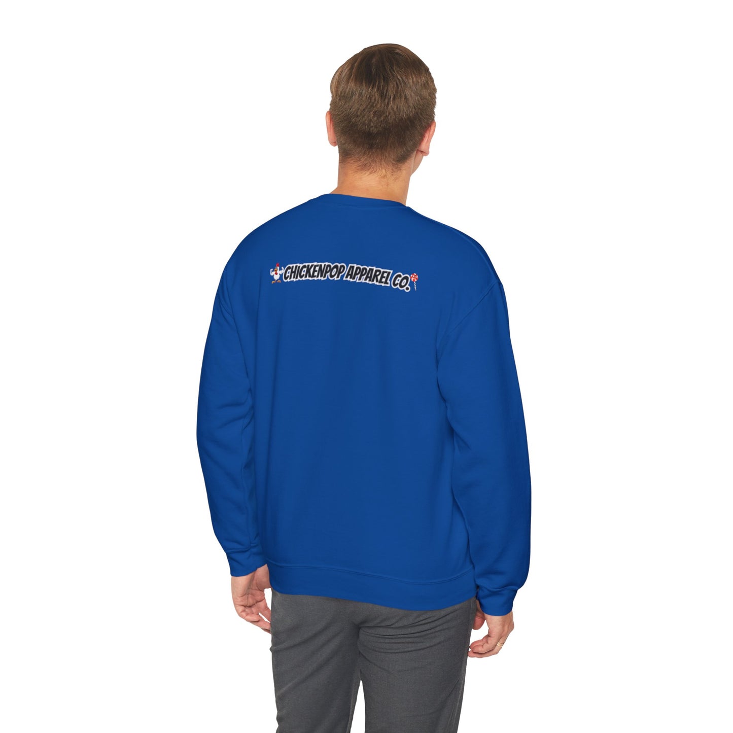 Like A Genius Crewneck Sweatshirt – Funny Political Graphic Pullover | Unisex Heavy Blend with ChickenPop Logo | Ethically Made & Cozy Cold-Weather Humor