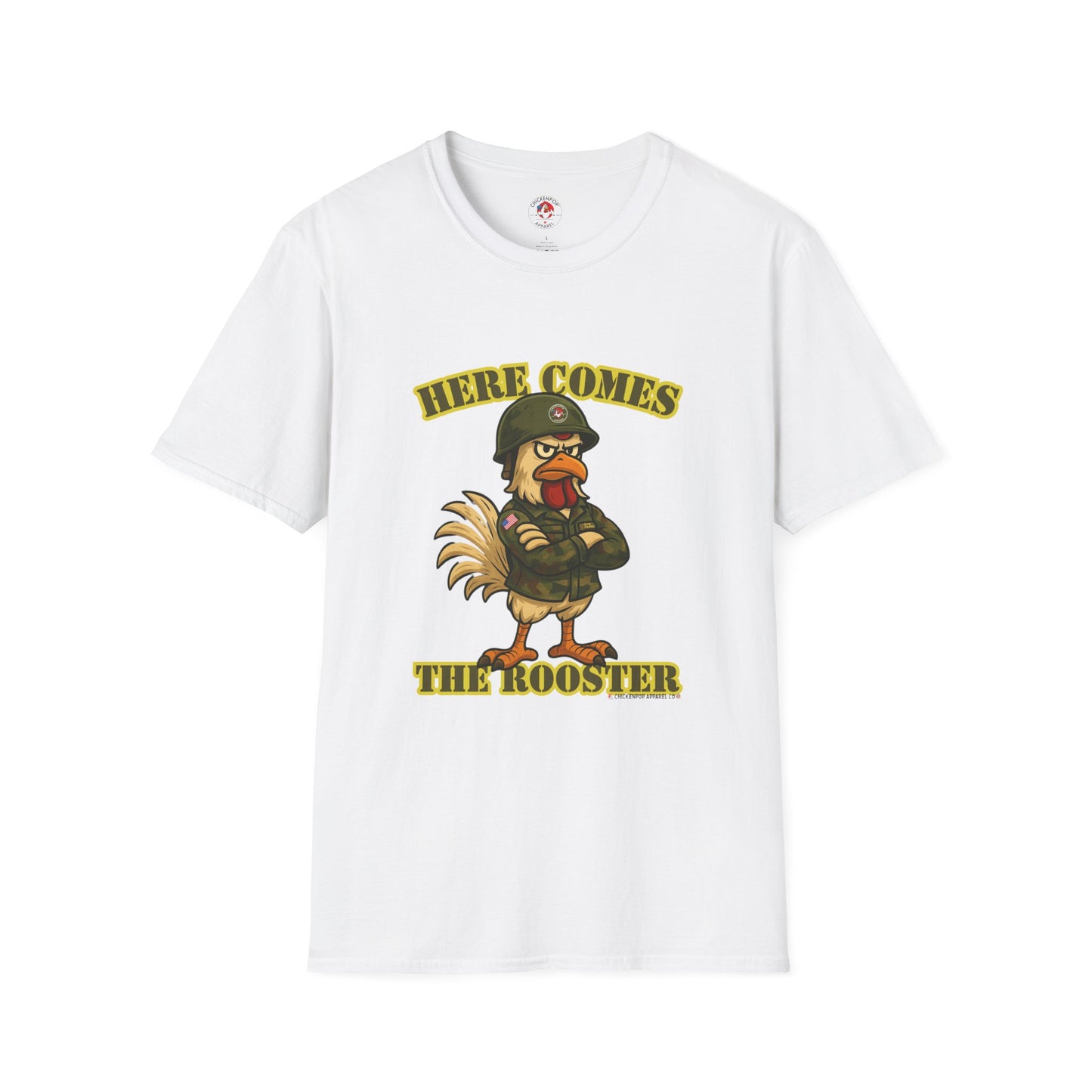 Here Comes the Rooster Music Graphic Tee with Front & Back Print Unisex Rock T-Shirt