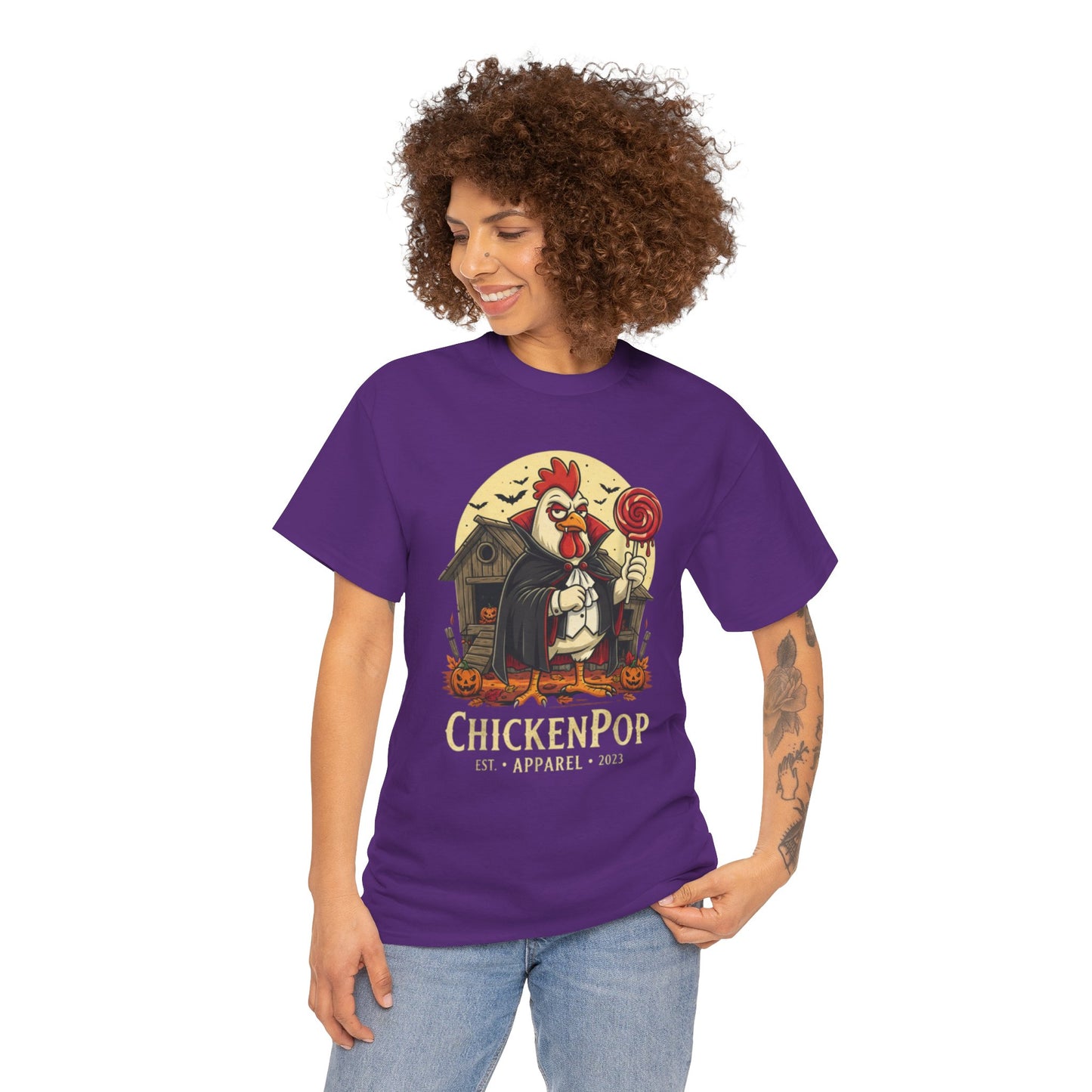 ChickenPop Sucker For a Pop Vampire Rooster Halloween T-Shirt – Funny Spooky Graphic Tee for Fall & Costume Season