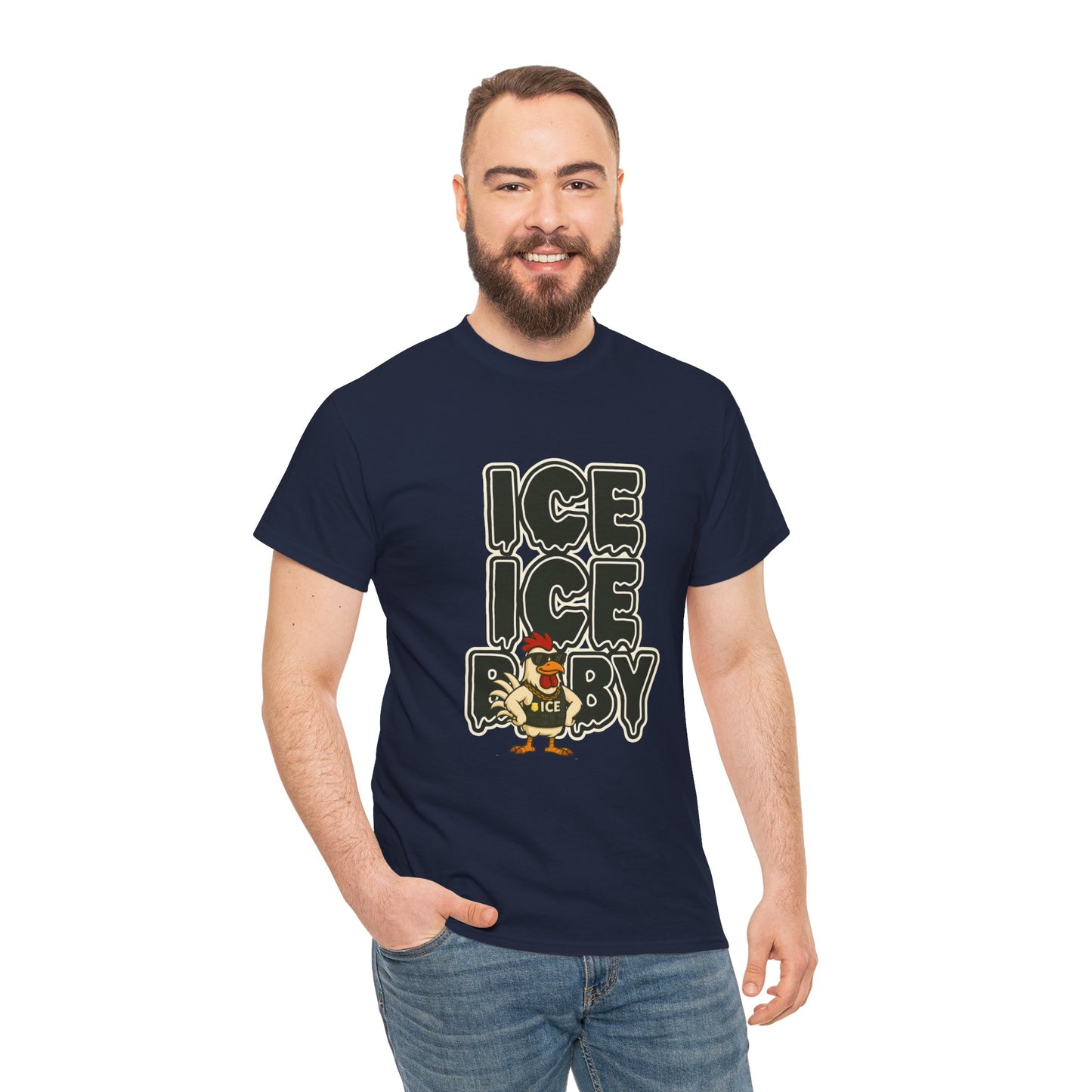ICE ICE BABY Funny Chicken T-Shirt – Coop Daddy Parody Tee for Music & Poultry Fans