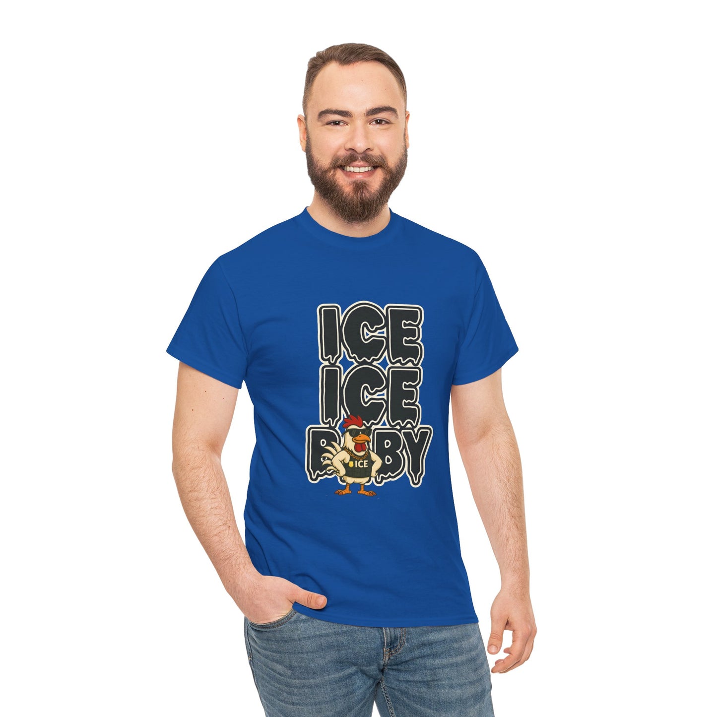ICE ICE BABY Funny Chicken T-Shirt – Coop Daddy Parody Tee for Music & Poultry Fans